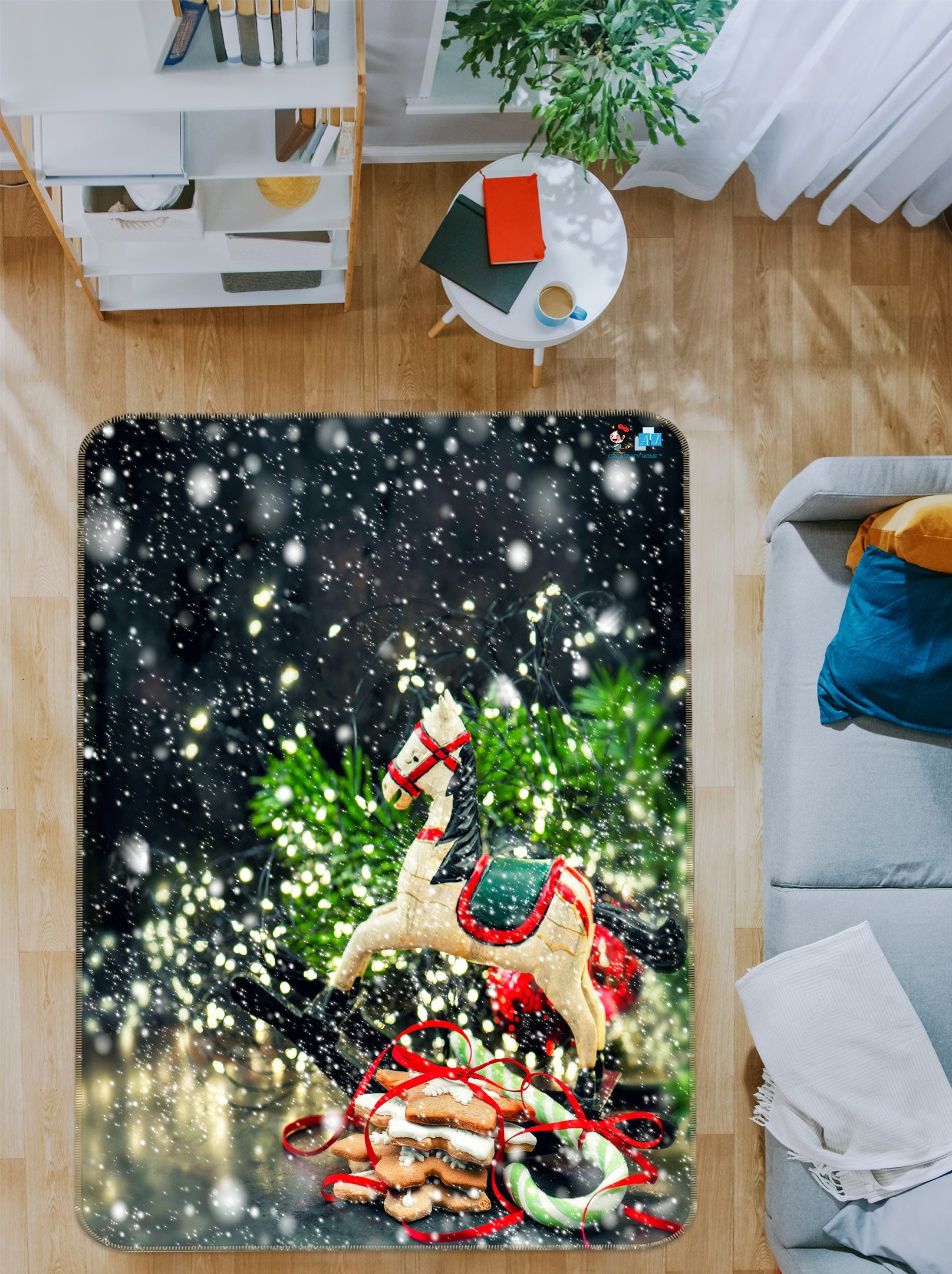 3D Trojan Horse 55037 Christmas Non Slip Rug Mat Xmas
