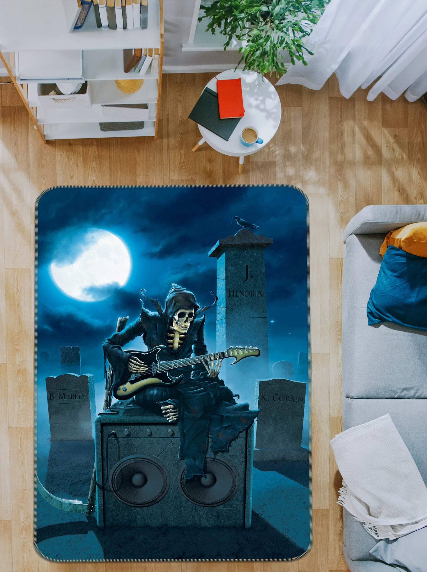 3D Skull Guitar Speaker 84269 Vincent Hie Rug Non Slip Rug Mat