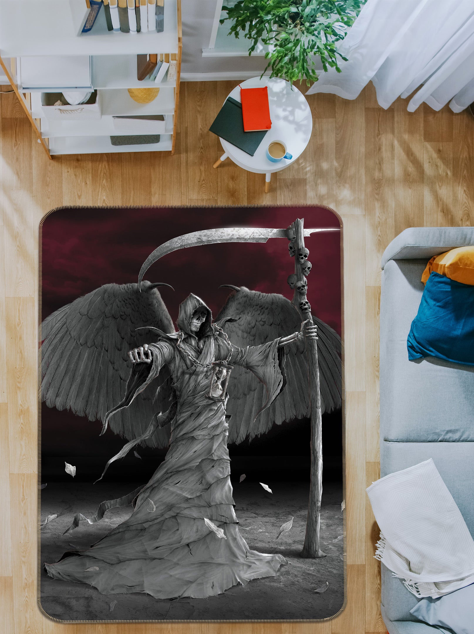 3D Grey Death 84266 Vincent Hie Rug Non Slip Rug Mat