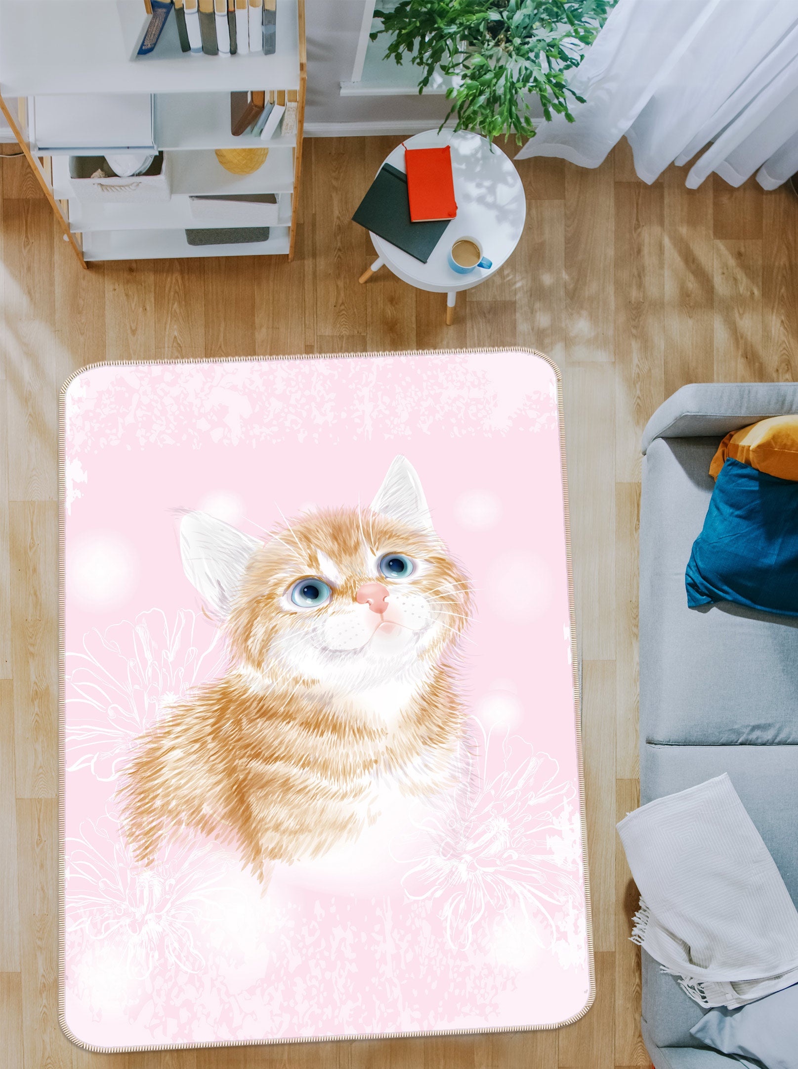 3D Orange Cat 37129 Non Slip Rug Mat
