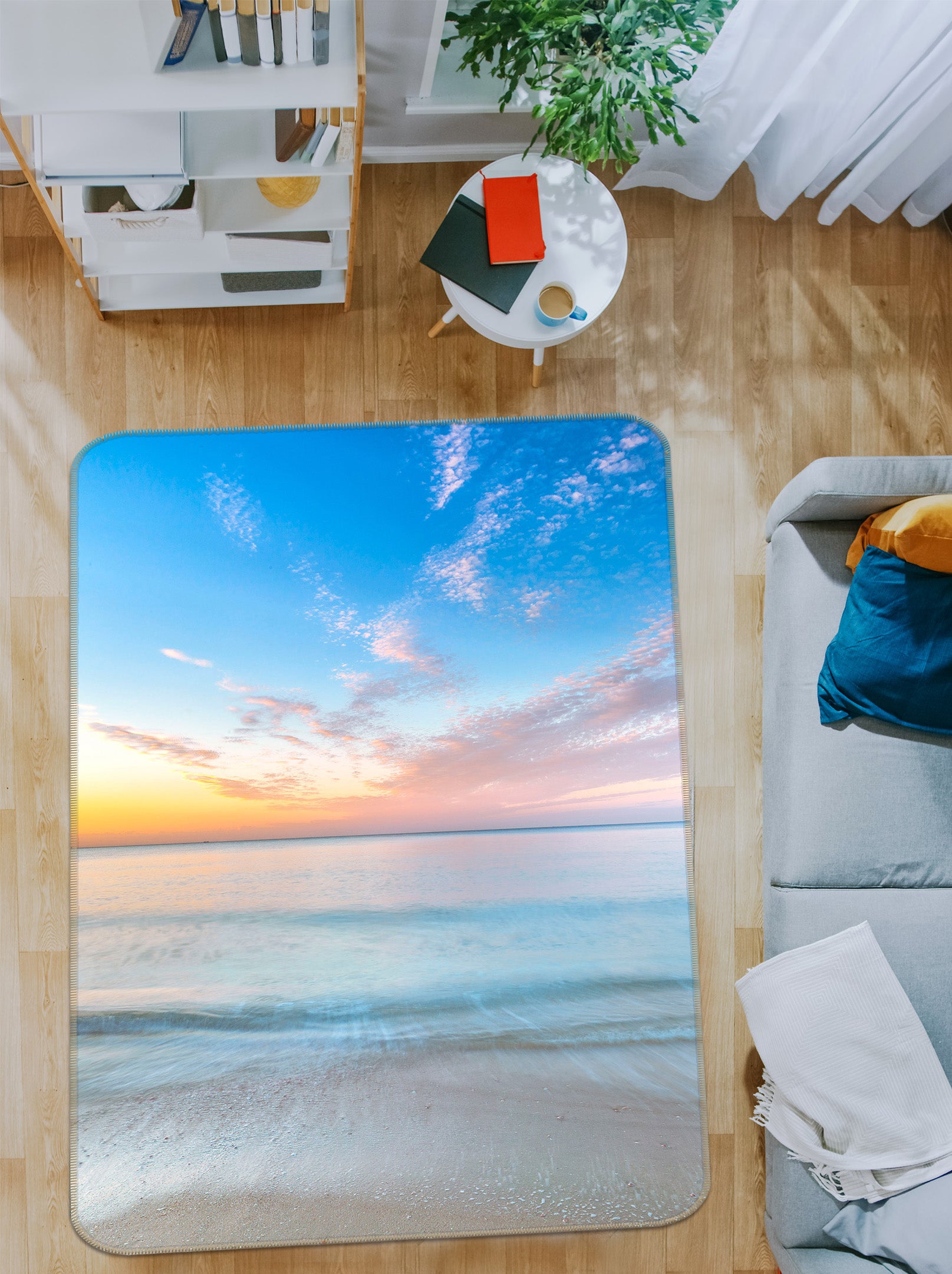 3D Sunset Sea Beach 186 Assaf Frank Rug Non Slip Rug Mat