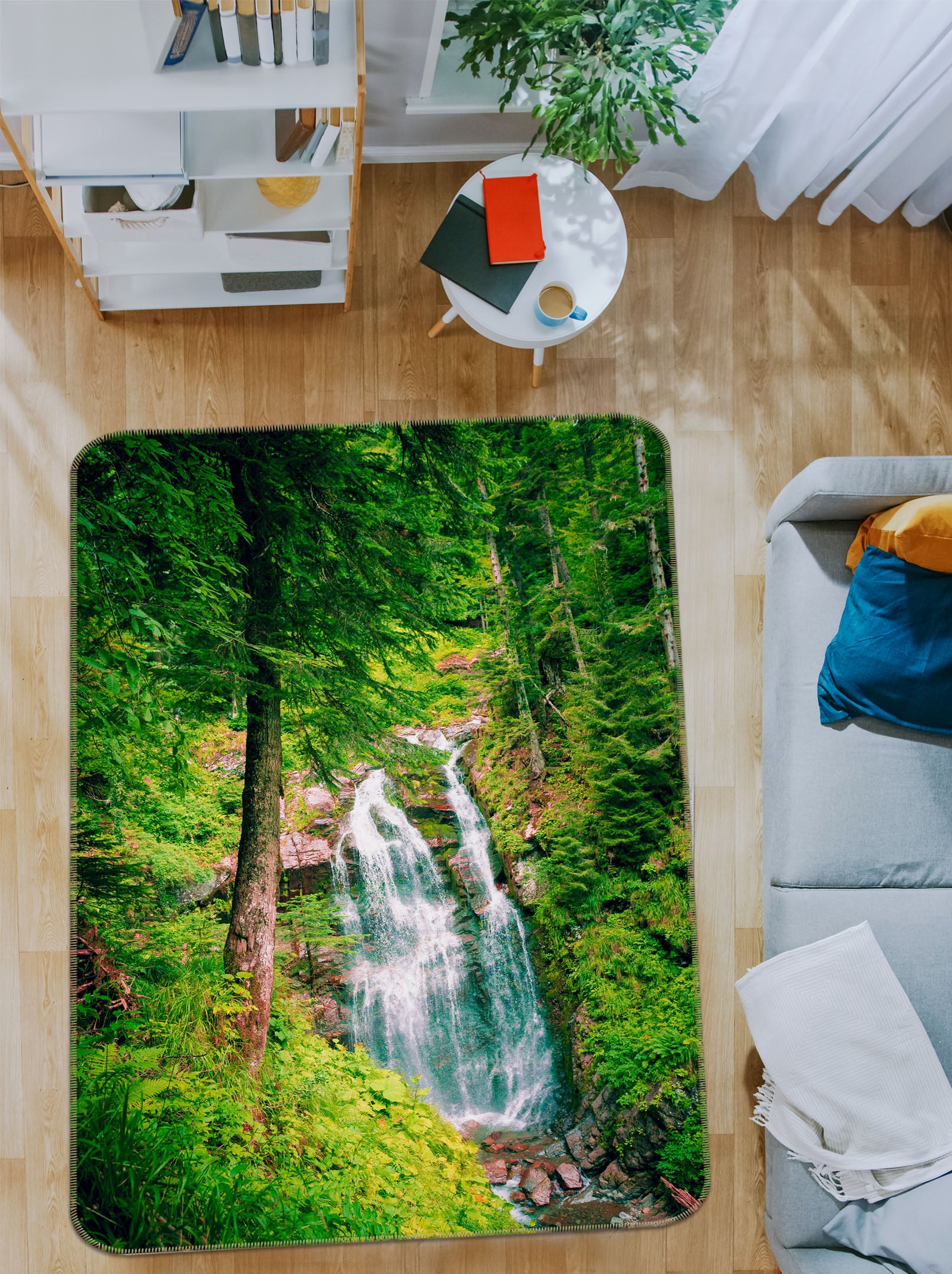 3D Jungle Waterfall 26195 Non Slip Rug Mat