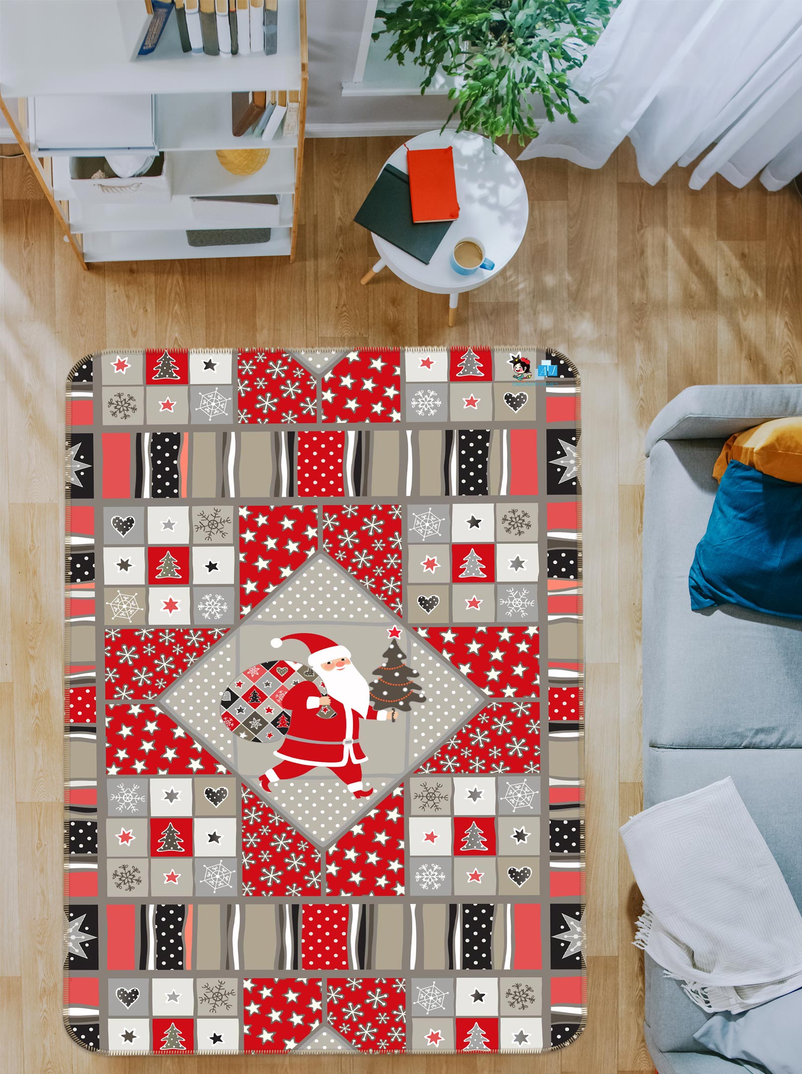 3D Santa Claus Pattern 55050 Christmas Non Slip Rug Mat Xmas