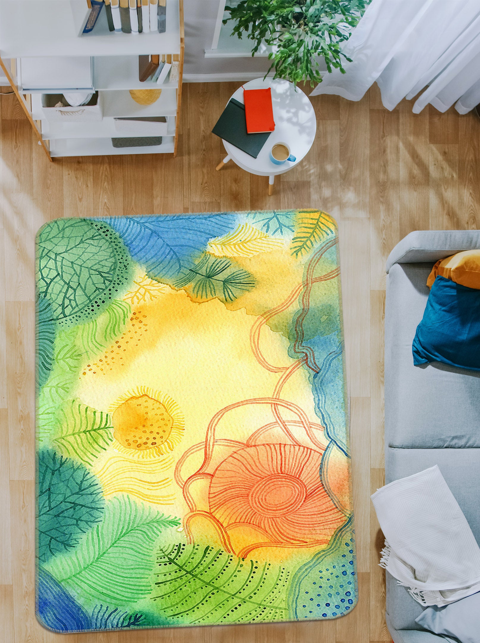 3D Leaf Pattern 65007 Non Slip Rug Mat