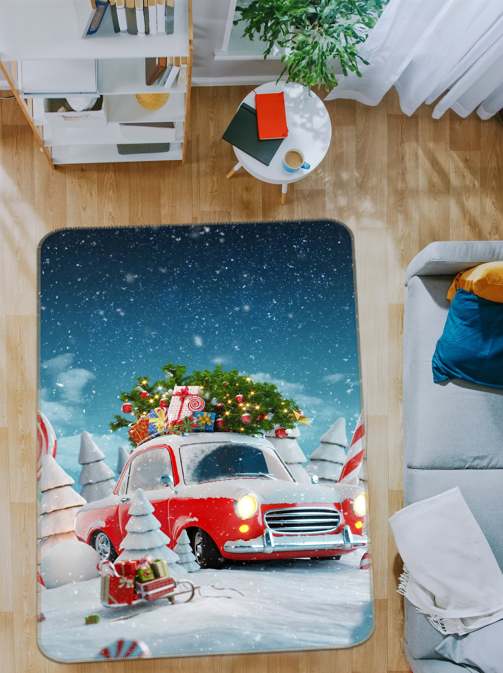 3D Snow Car 68036 Vehicle Non Slip Rug Mat