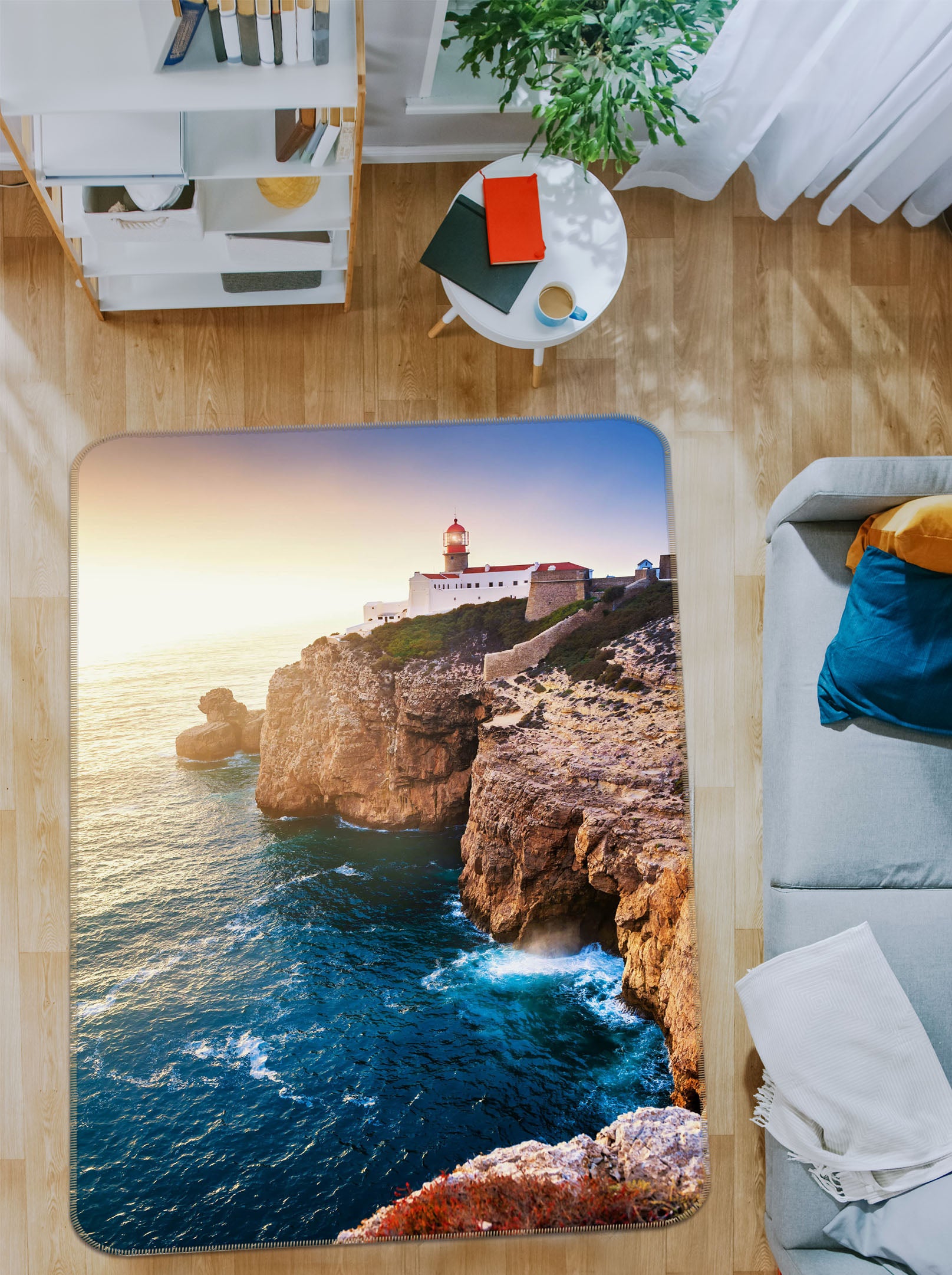 3D Seaside Cliff 26211 Non Slip Rug Mat
