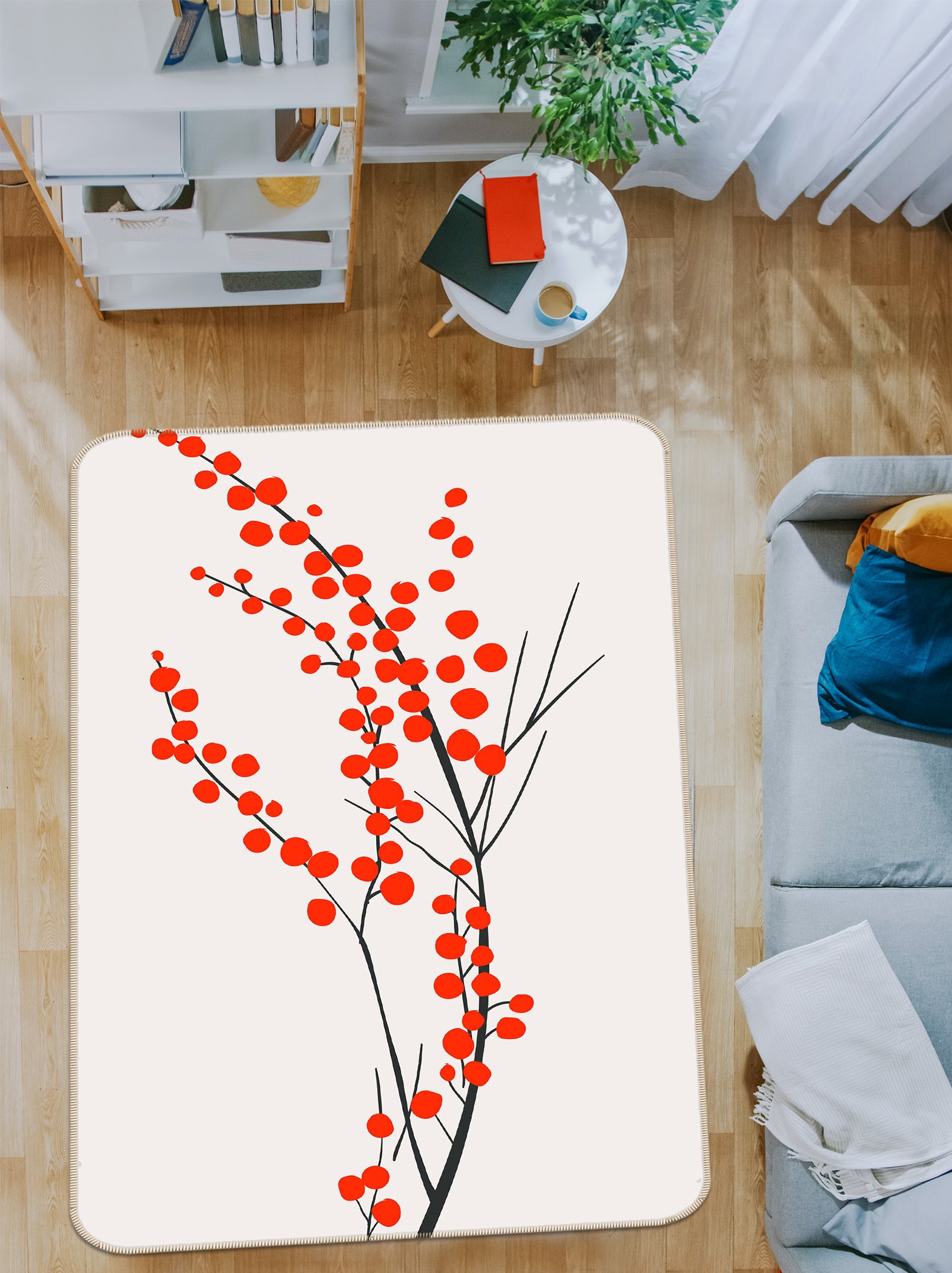 3D Red Plum 1139 Boris Draschoff Rug Non Slip Rug Mat