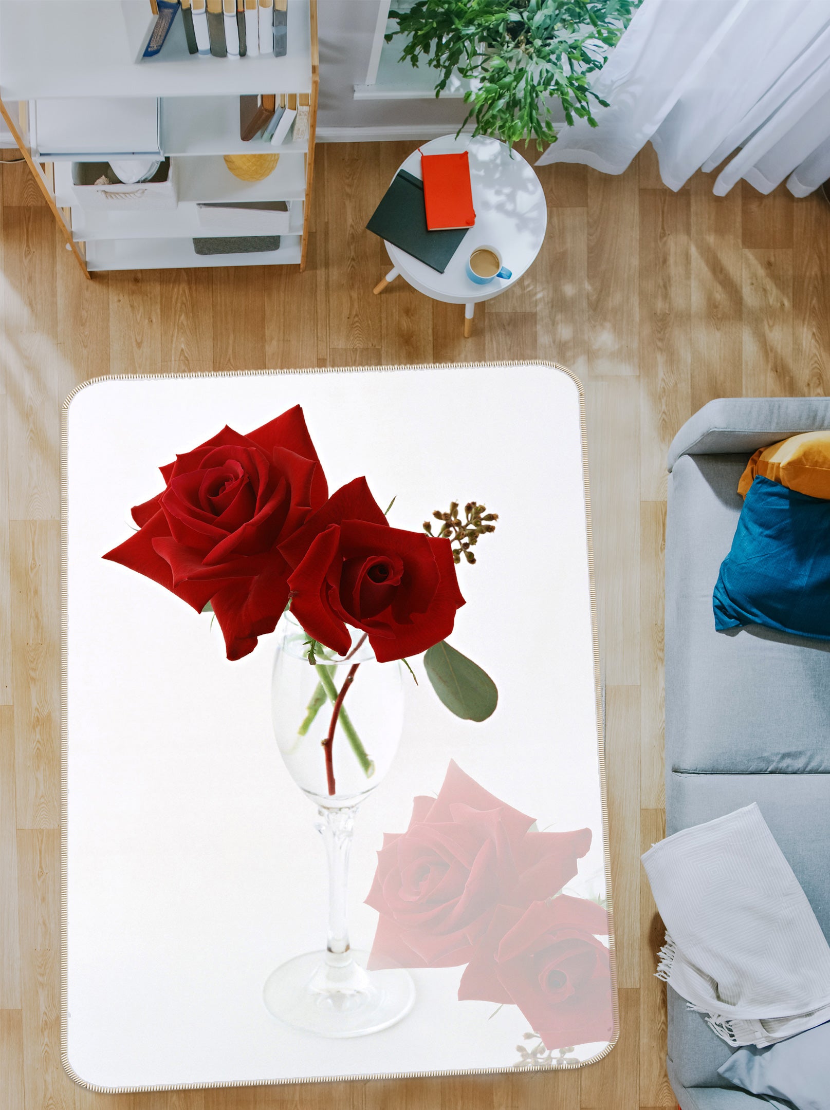 3D Red Rose 76131 Non Slip Rug Mat