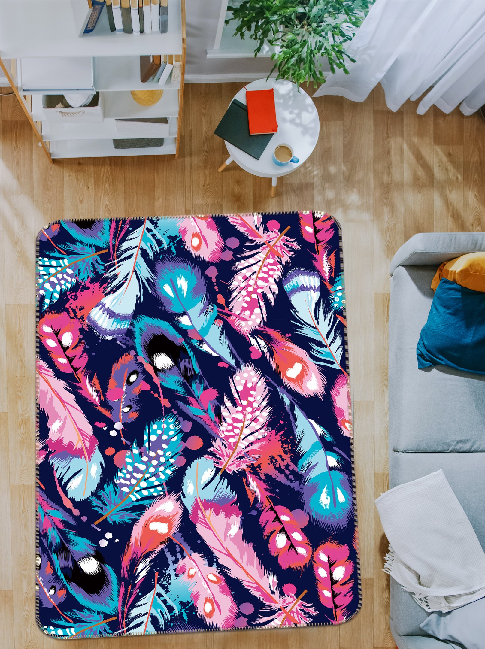 3D Feather Pattern 34221 Non Slip Rug Mat