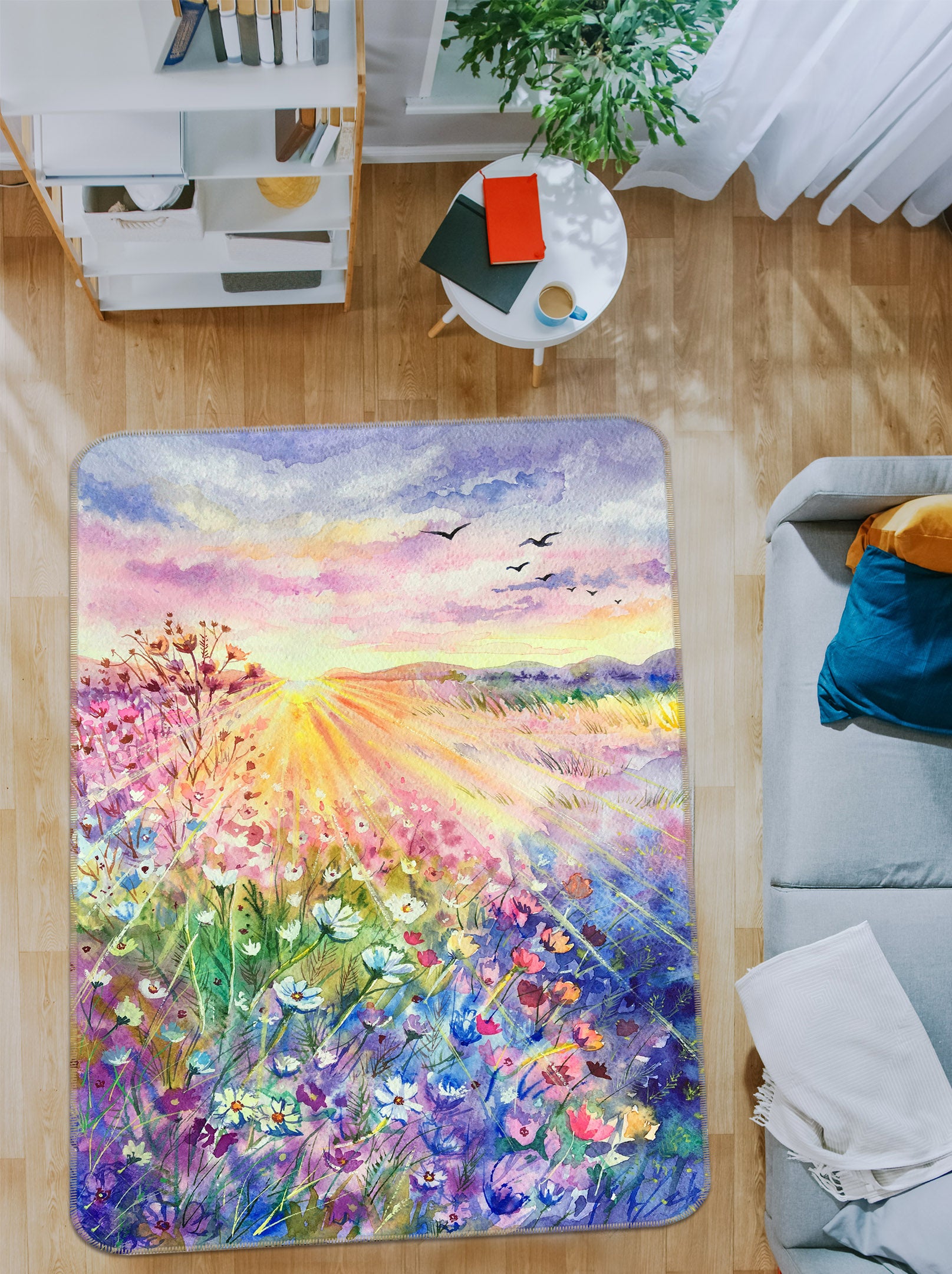 3D Flower Bush Sunlight 26099 Non Slip Rug Mat