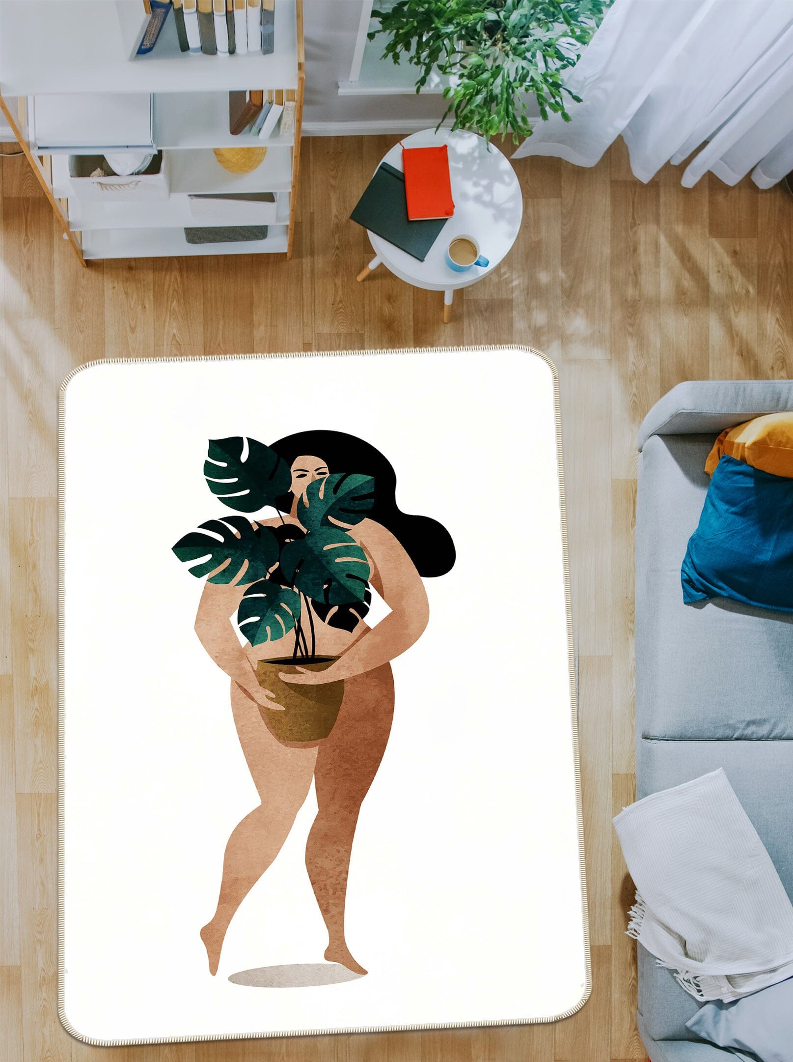 3D Nude With Plant 1092 Boris Draschoff Rug Non Slip Rug Mat Mat AJ Creativity Home 