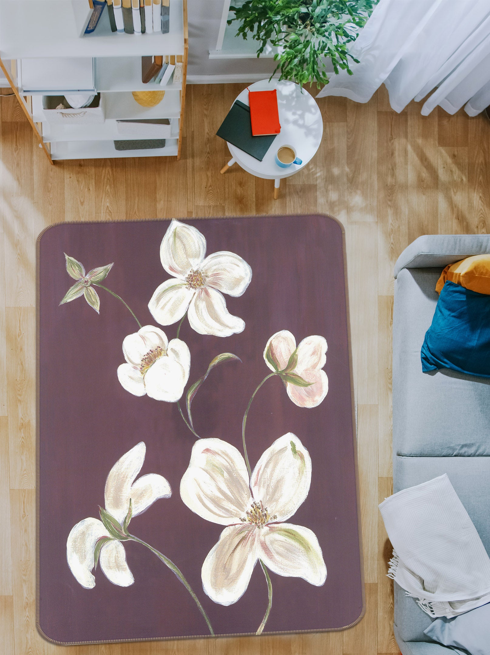 3D Flowers Pattern 32199 Non Slip Rug Mat