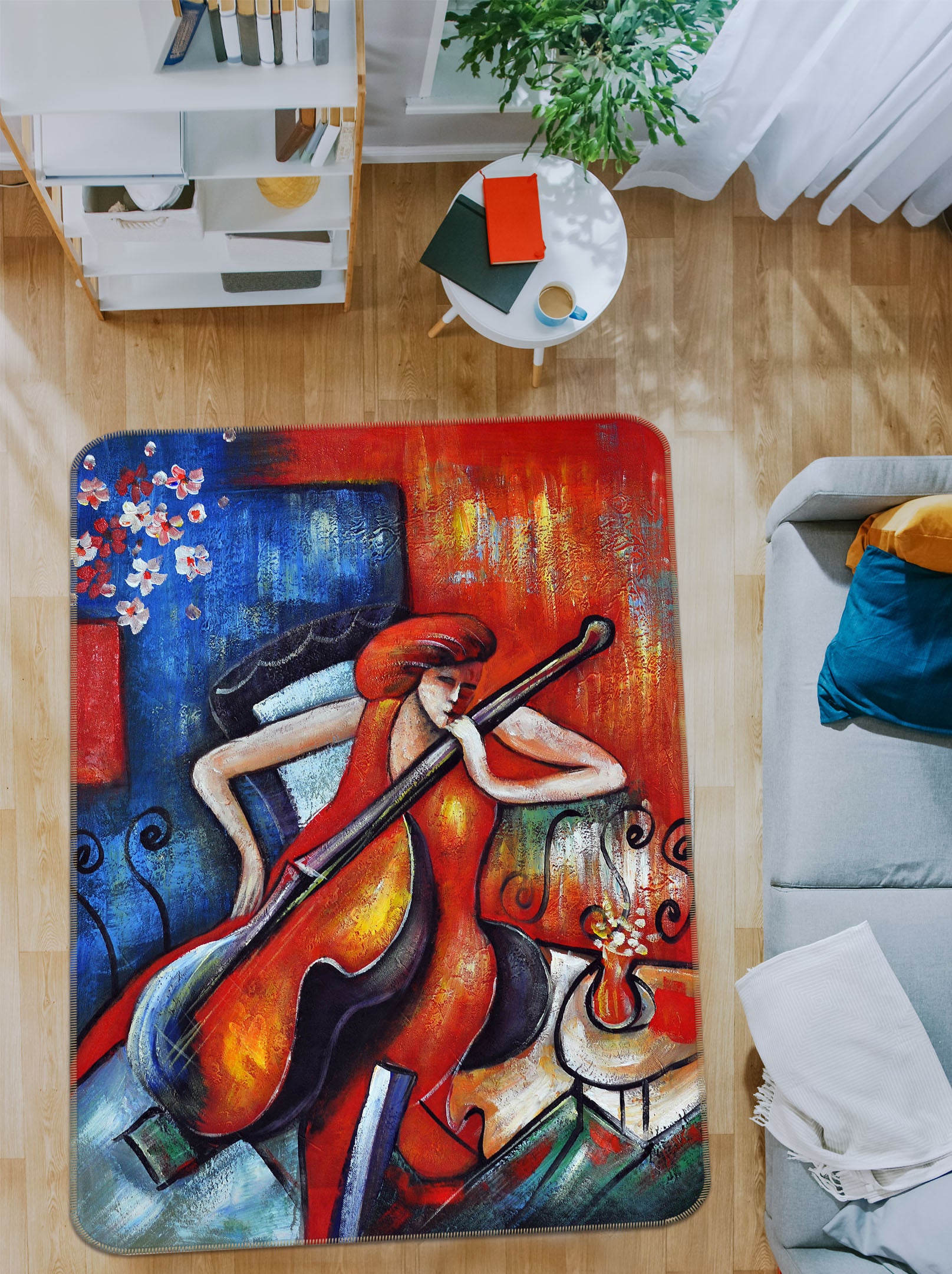 3D Play The Violin 33222 Non Slip Rug Mat