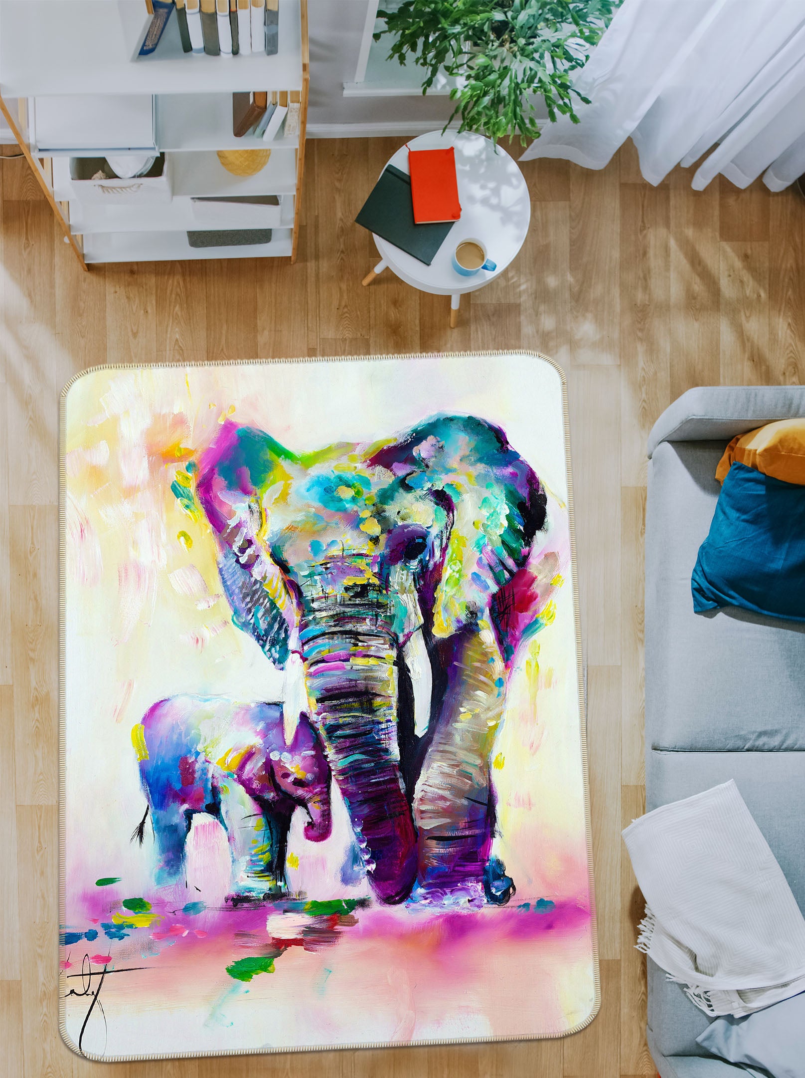 3D Elephant 65053 Non Slip Rug Mat