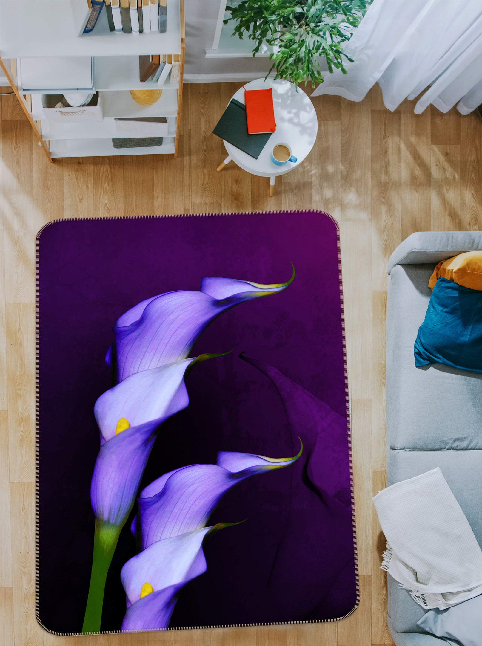 3D Purple Flower 76160 Non Slip Rug Mat