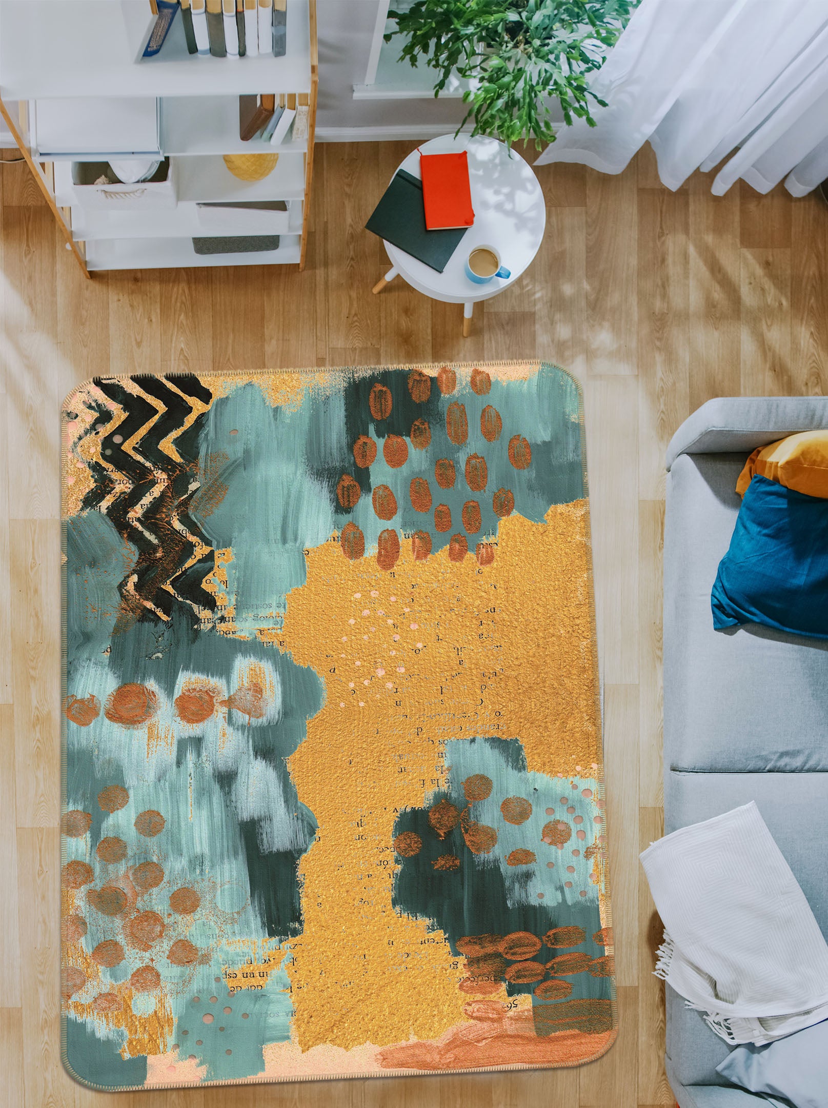 3D Golden Pattern 27166 Non Slip Rug Mat
