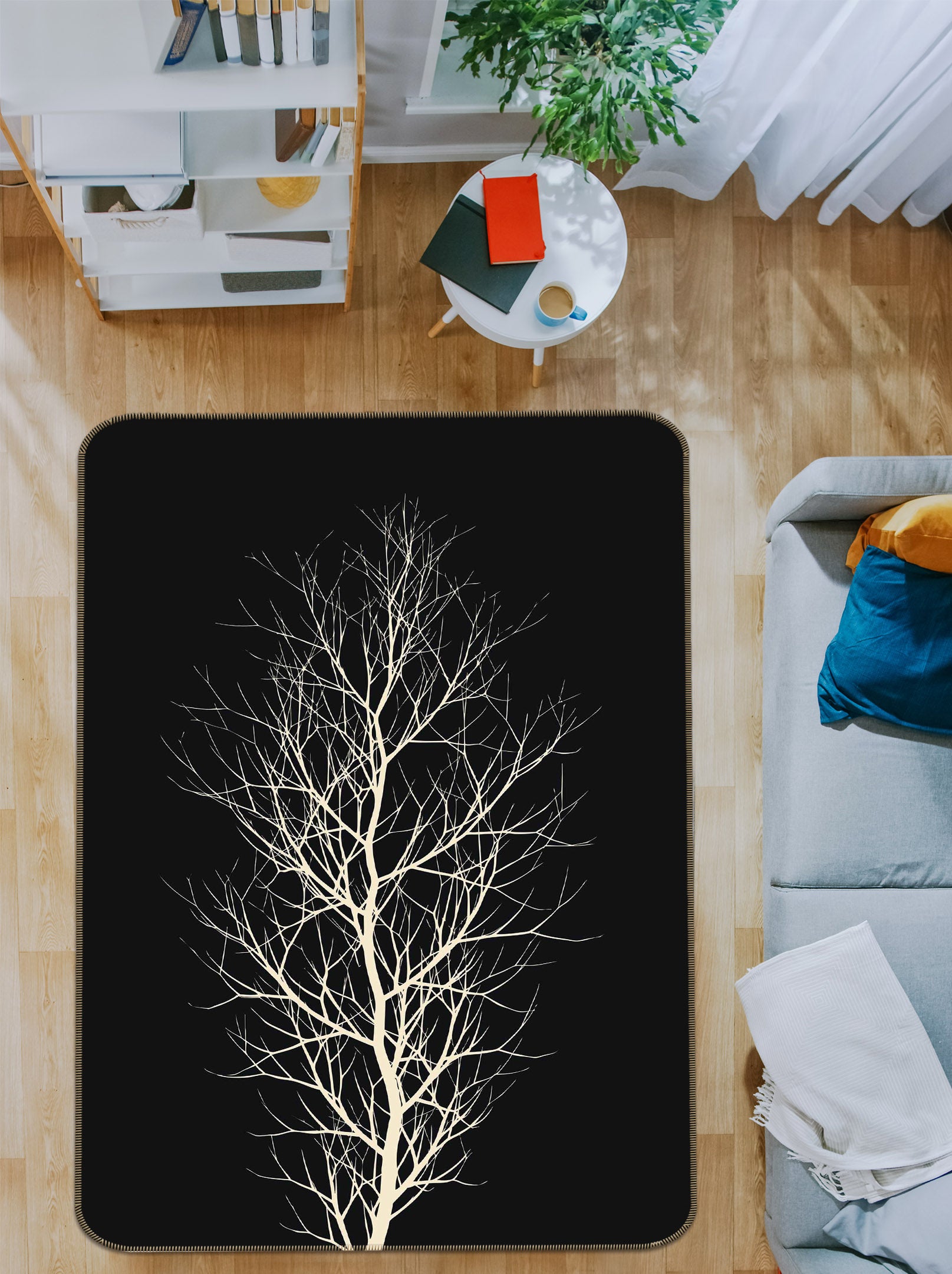 3D White Tree 84145 Boris Draschoff Rug Non Slip Rug Mat