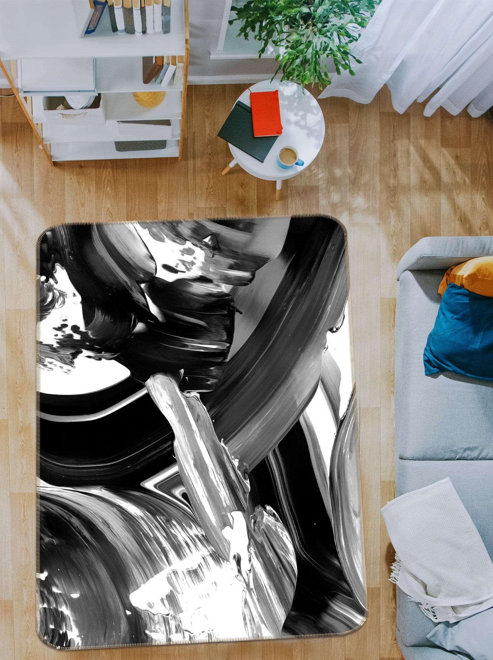 3D Black Gray 27033 Non Slip Rug Mat