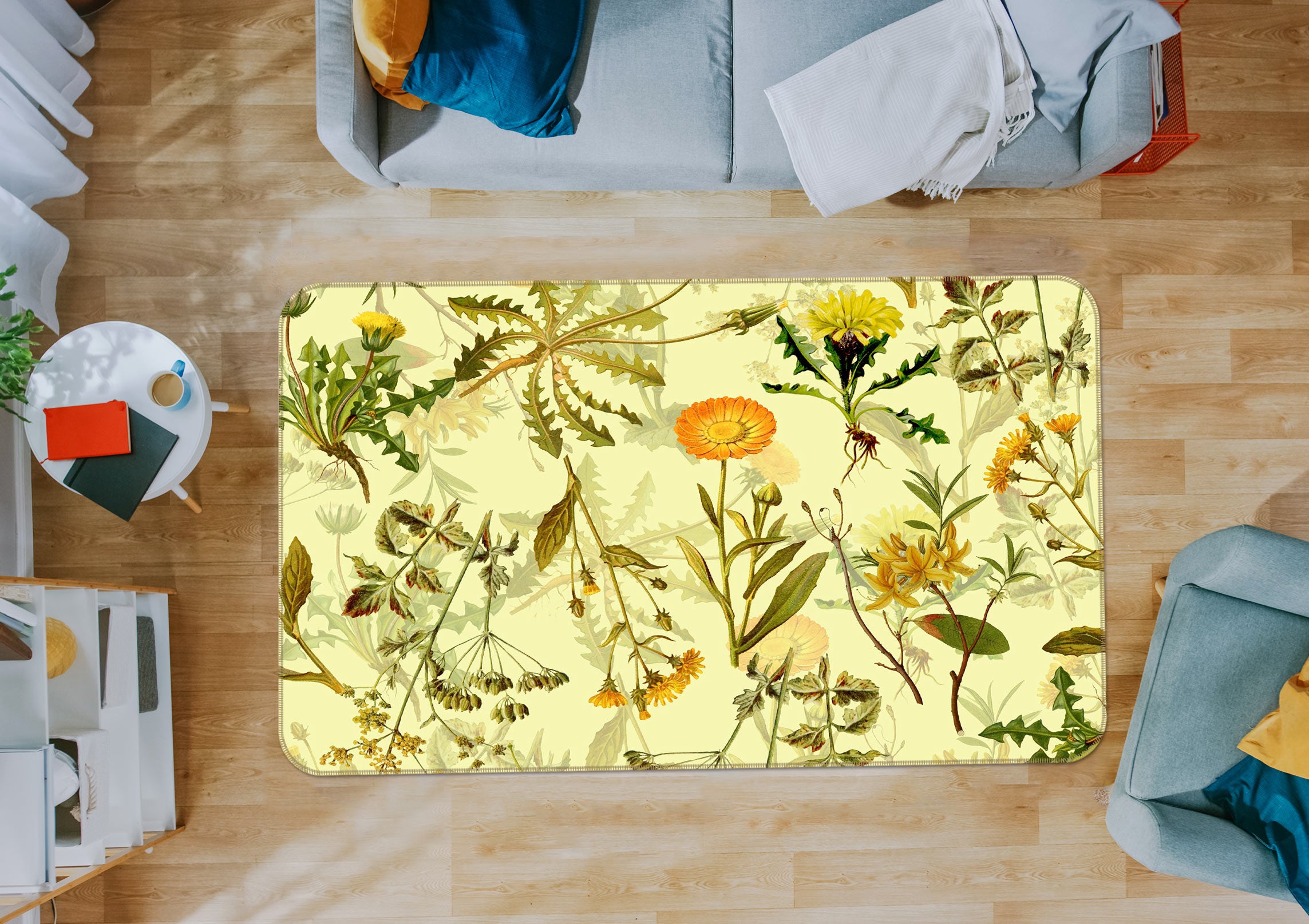 3D Chrysanthemum Leaves 111 Uta Naumann Rug Non Slip Rug Mat