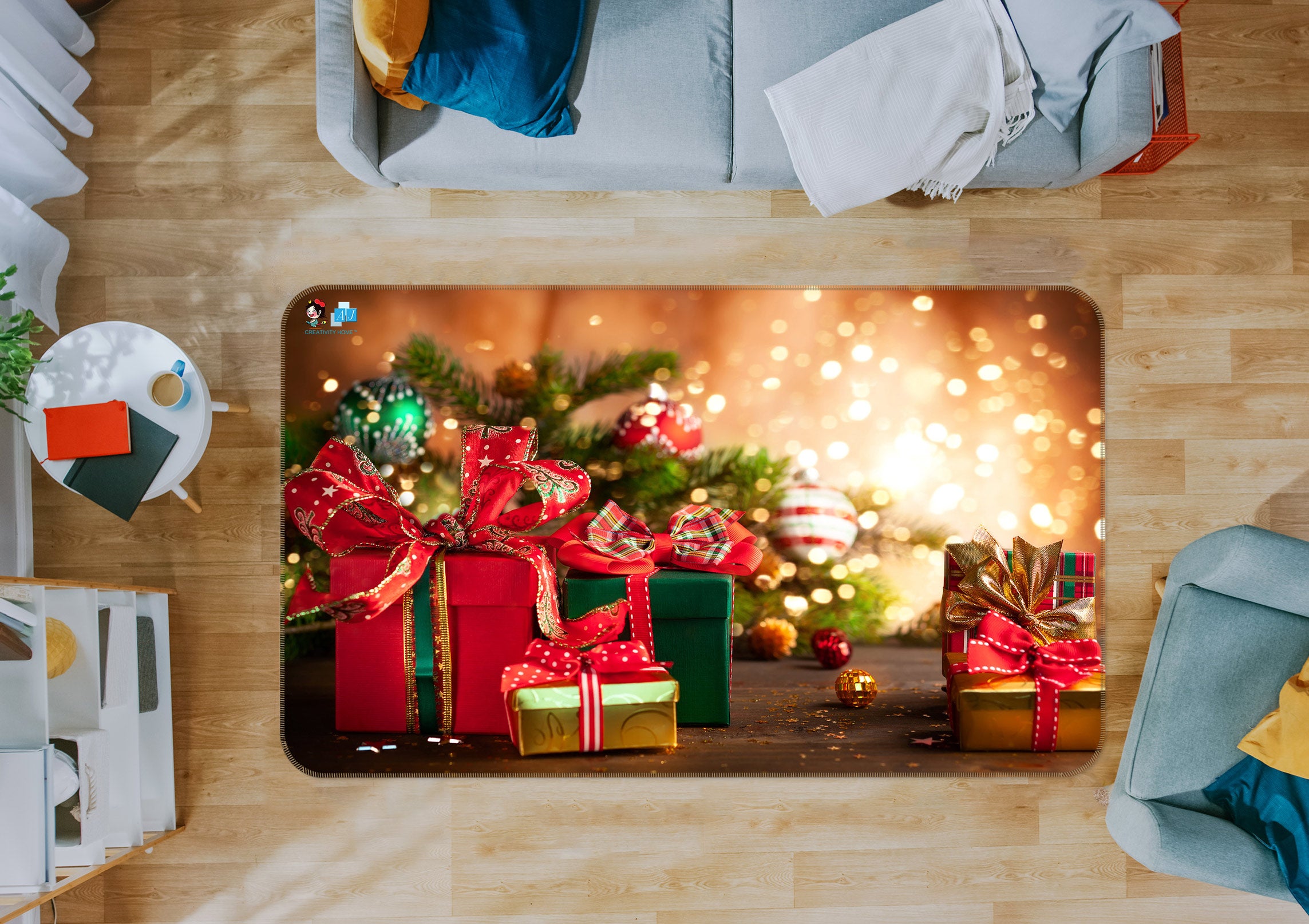 3D Gift Box 55014 Christmas Non Slip Rug Mat Xmas