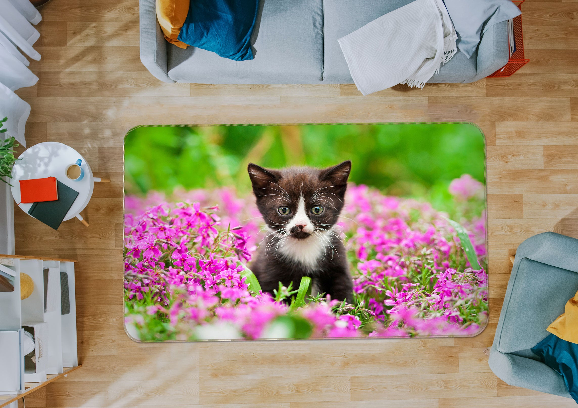 3D Flower Kitten 37056 Non Slip Rug Mat