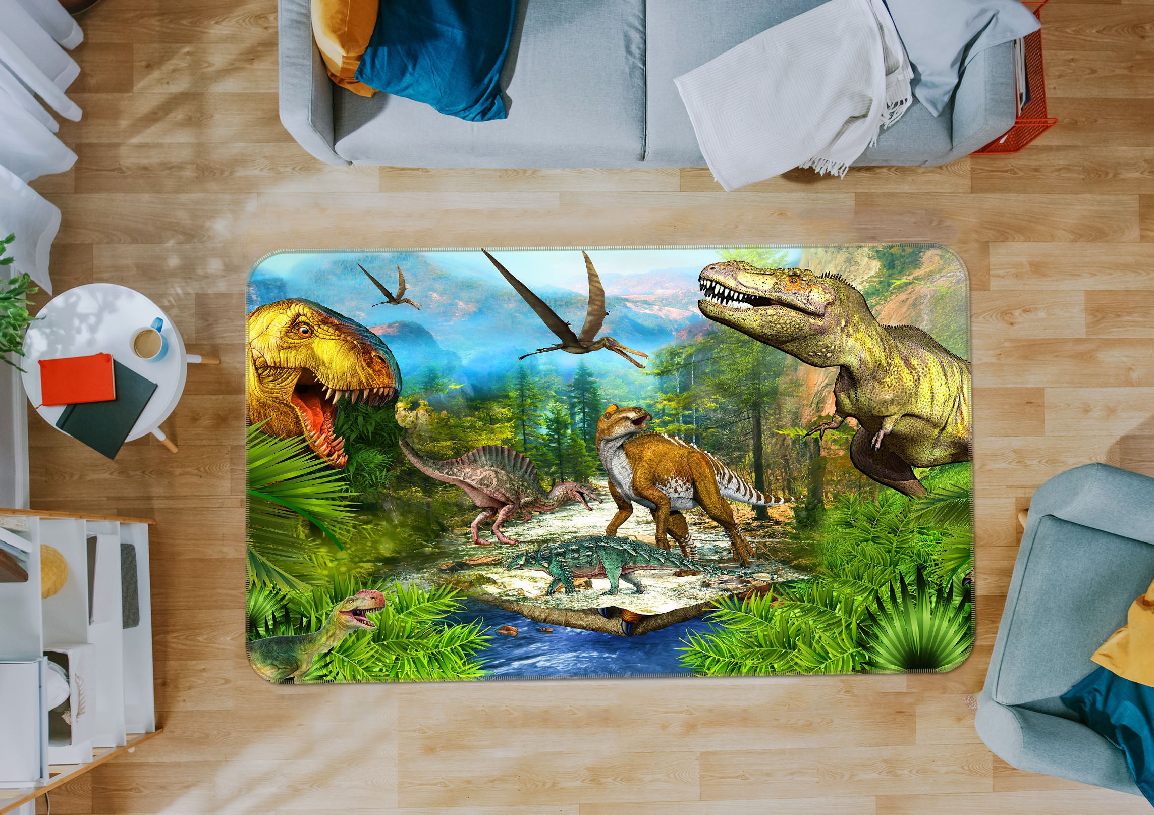 3D Jungle Dinosaur 34022 Non Slip Rug Mat