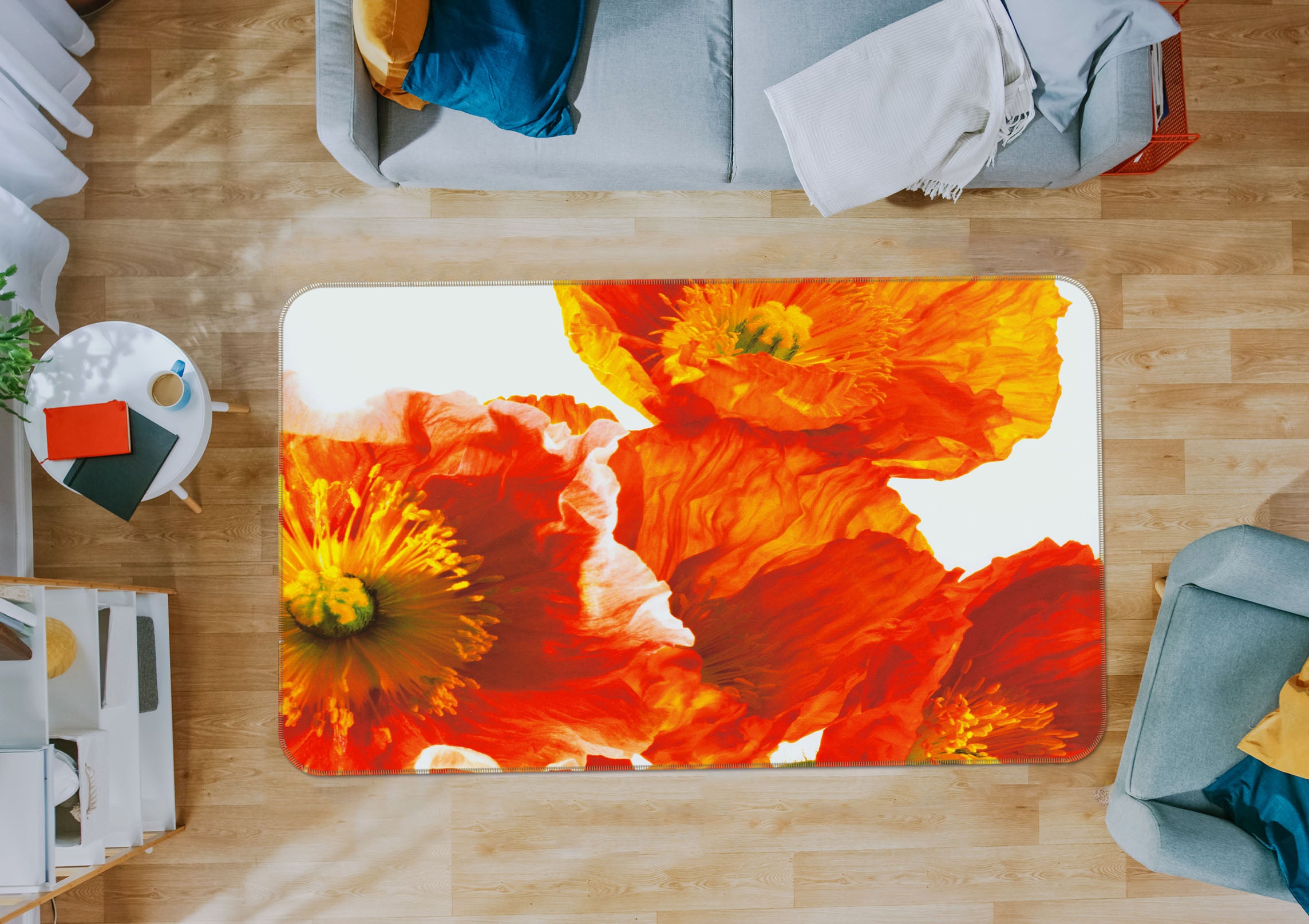 3D Red Flower 32025 Non Slip Rug Mat