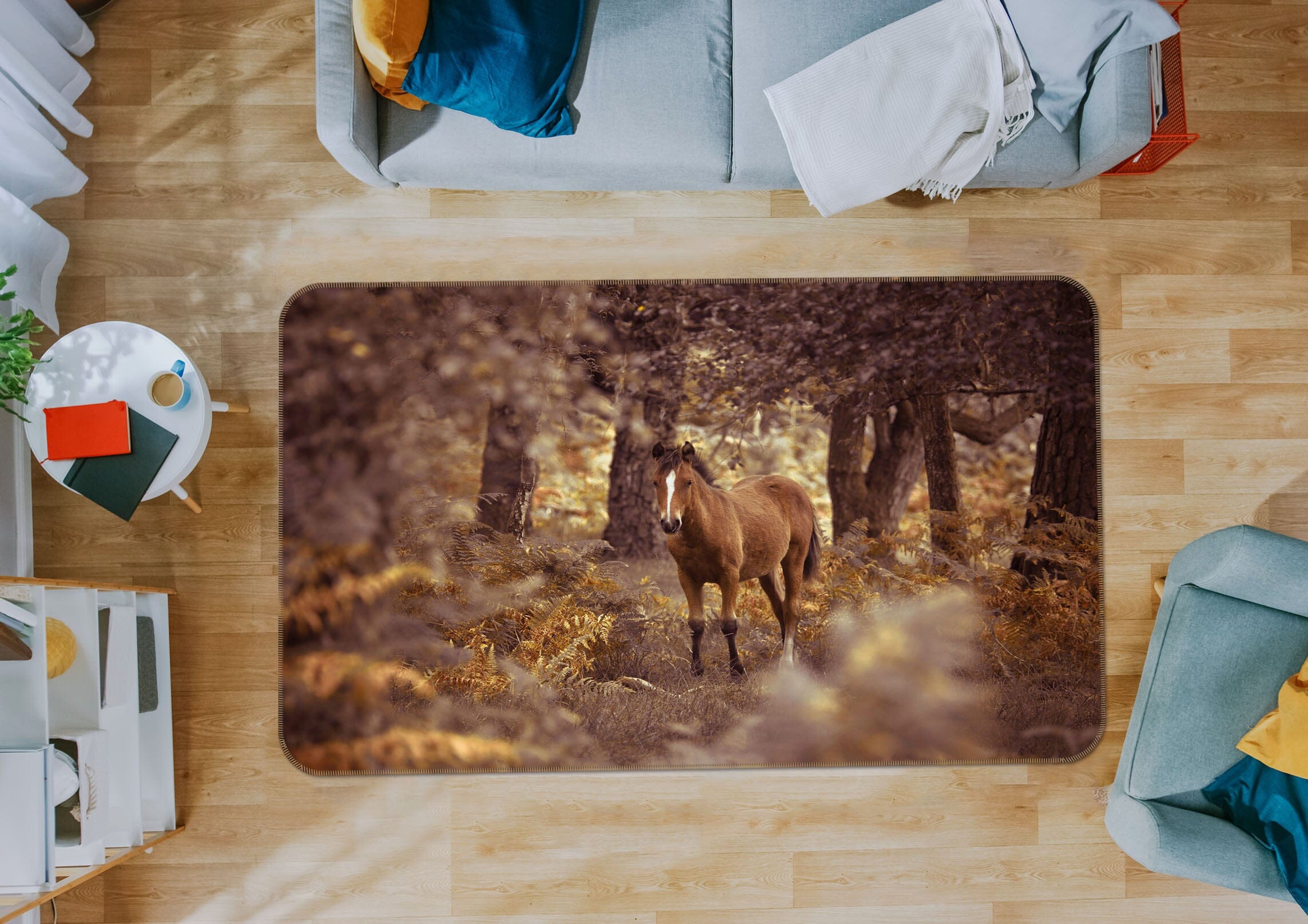 3D Forest Horse 3006 Assaf Frank Rug Non Slip Rug Mat Mat AJ Creativity Home 