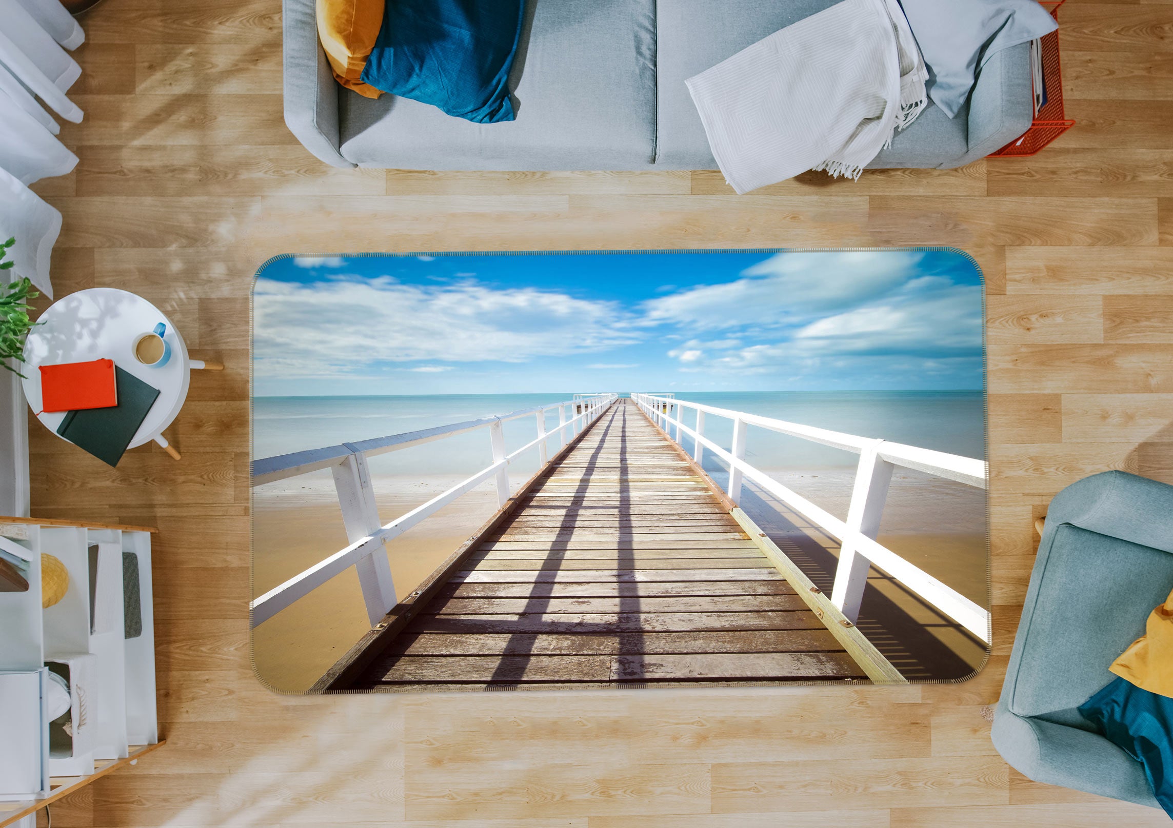3D Wooden Bridge 77079 Non Slip Rug Mat