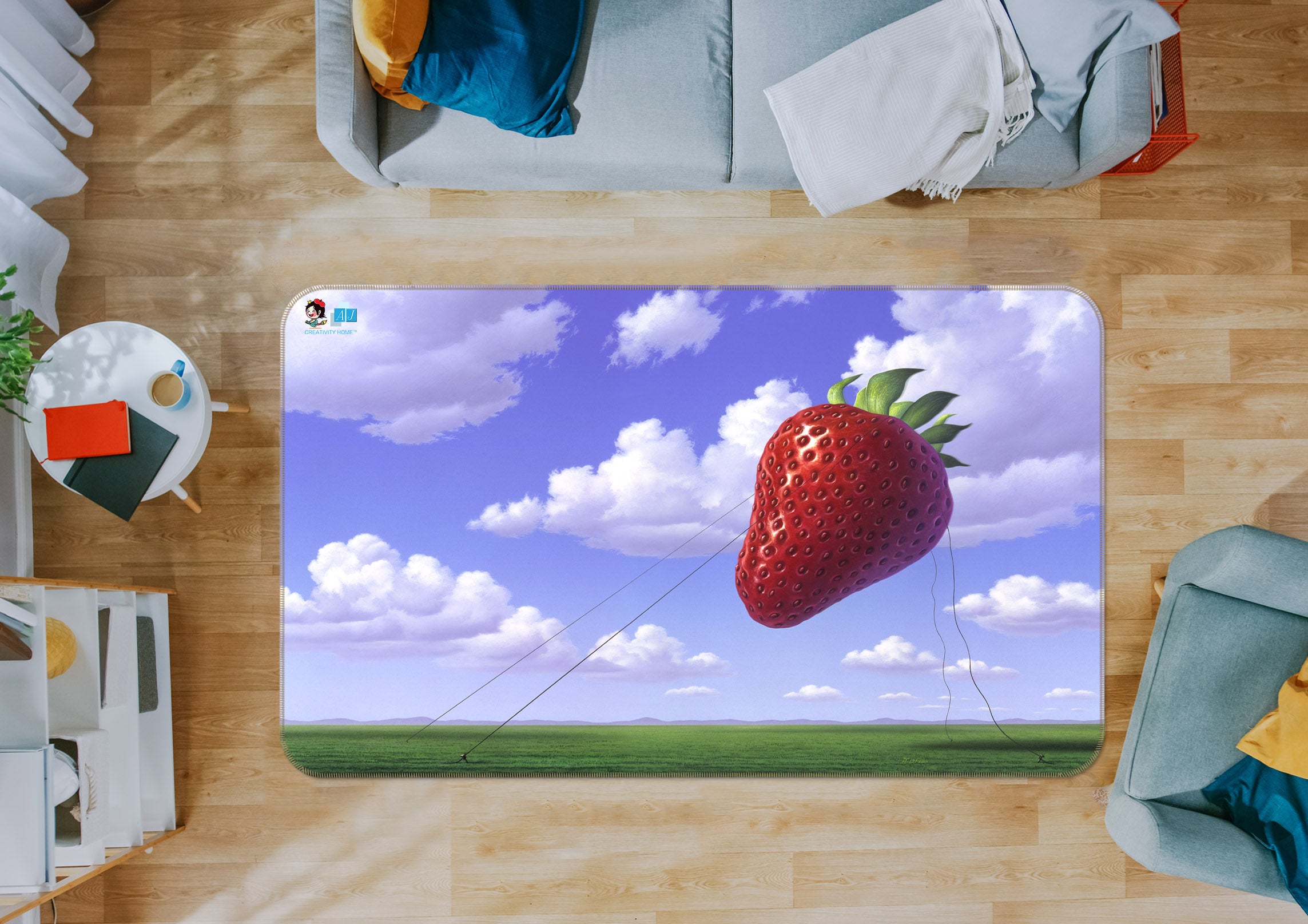 3D Sky Strawberry 85062 Jerry LoFaro Rug Non Slip Rug Mat