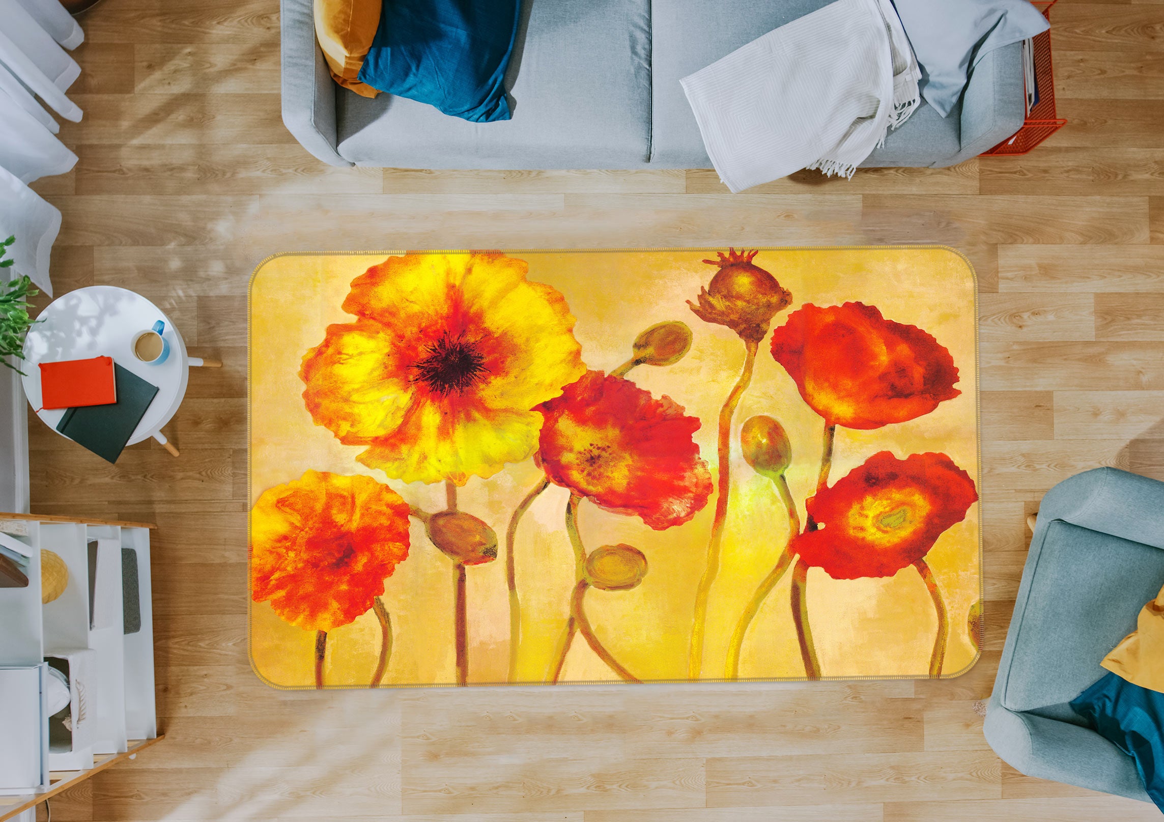 3D Flowers 75300 Non Slip Rug Mat