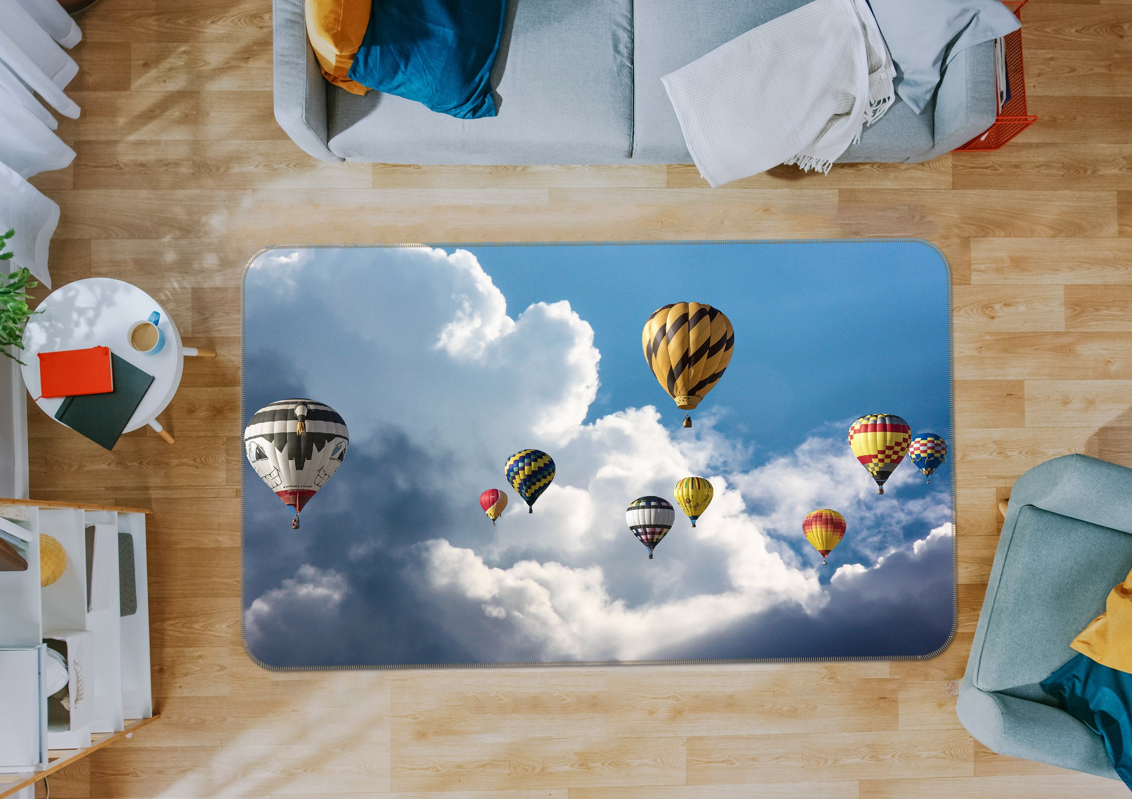 3D Hot Air Balloon 36126 Non Slip Rug Mat