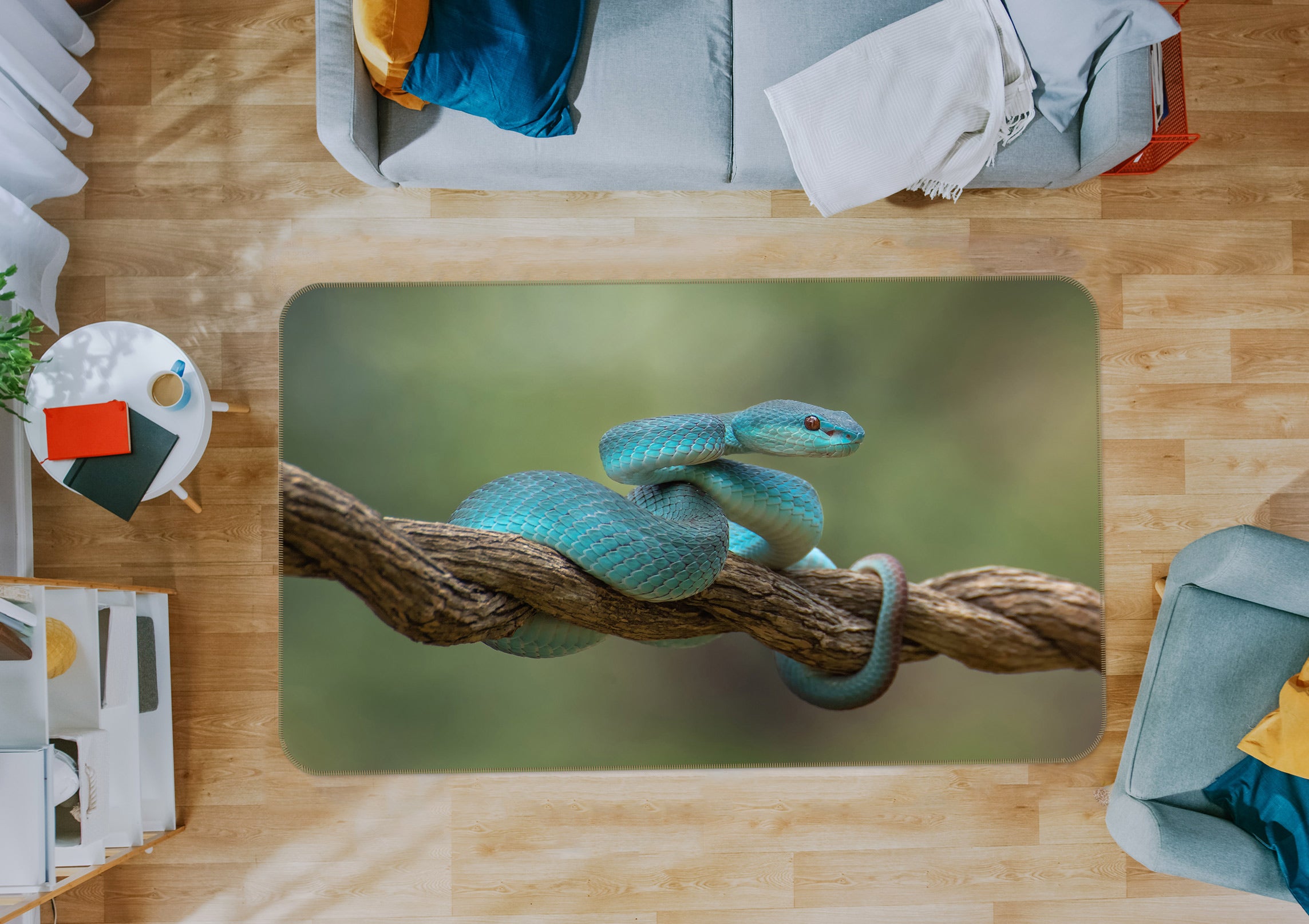 3D Little Green Snake 30013 Non Slip Rug Mat