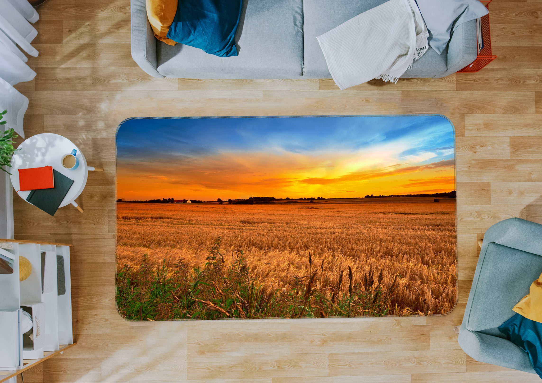 3D Sunset Grass 76014 Non Slip Rug Mat