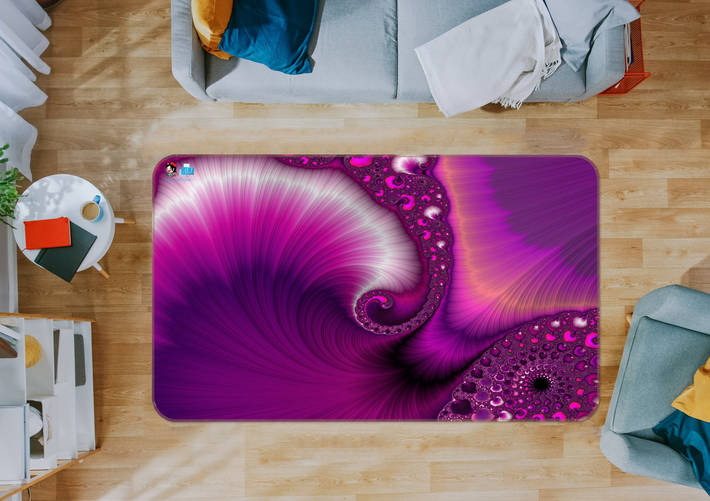 3D Fuchsia Pattern 83041 Andrea haase Rug Non Slip Rug Mat