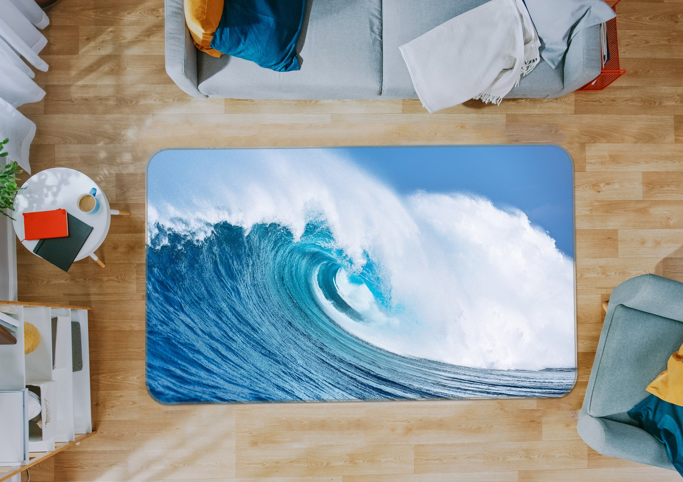 3D Waves Seawater 36026 Non Slip Rug Mat