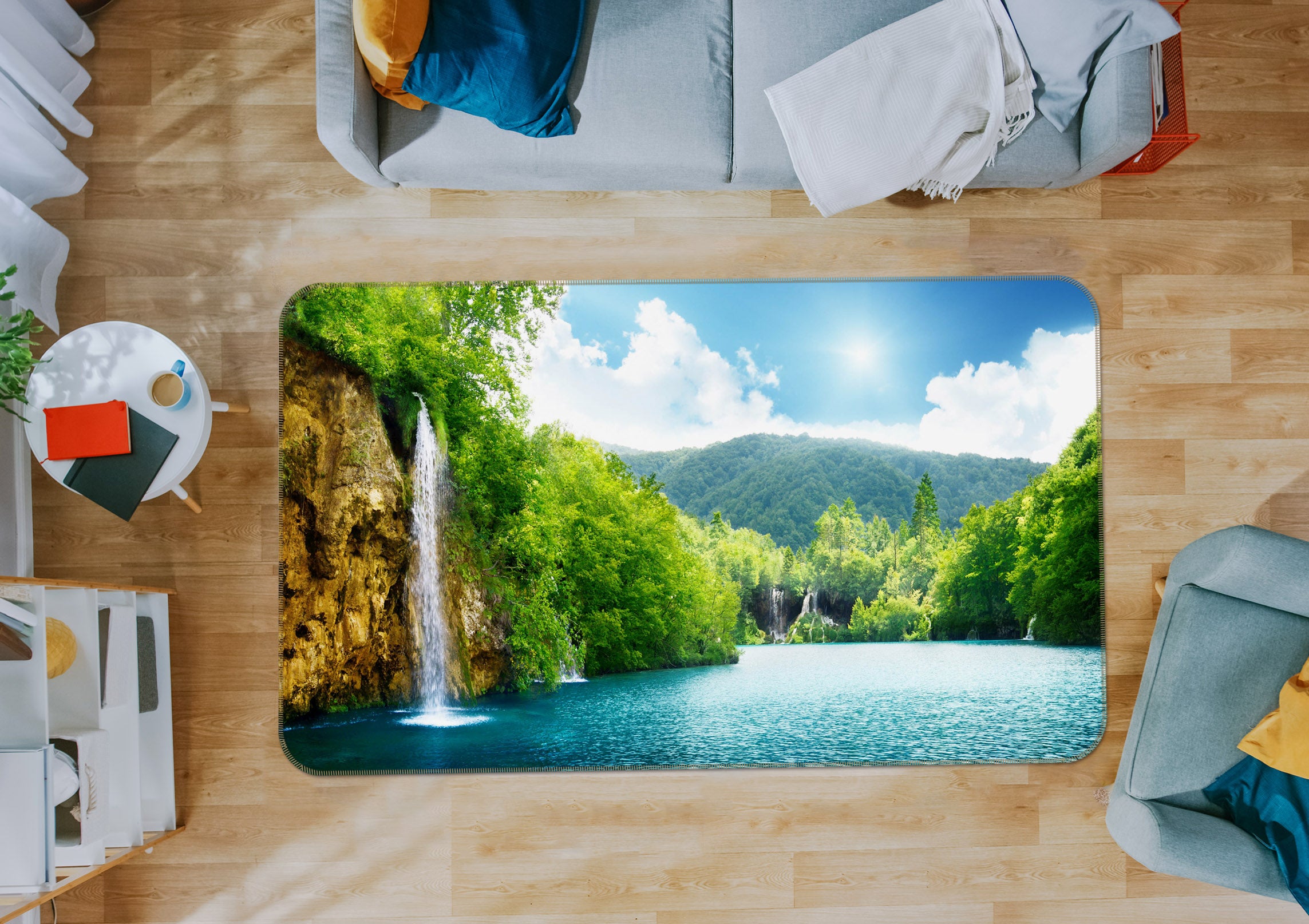 3D River Mountain 34177 Non Slip Rug Mat