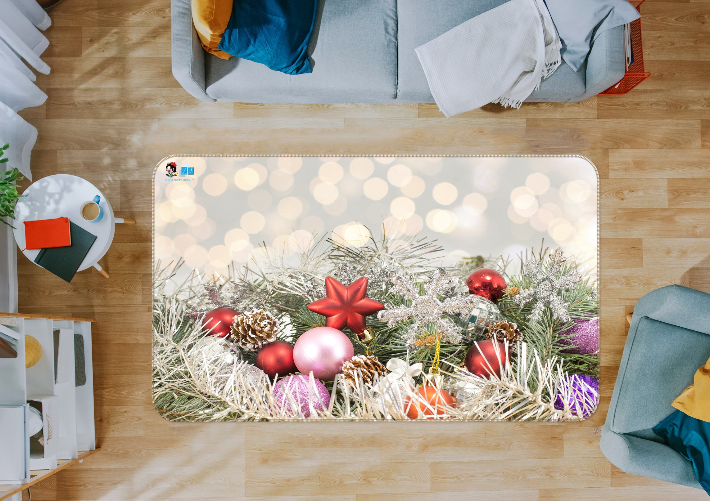 3D Branches 54227 Christmas Non Slip Rug Mat Xmas