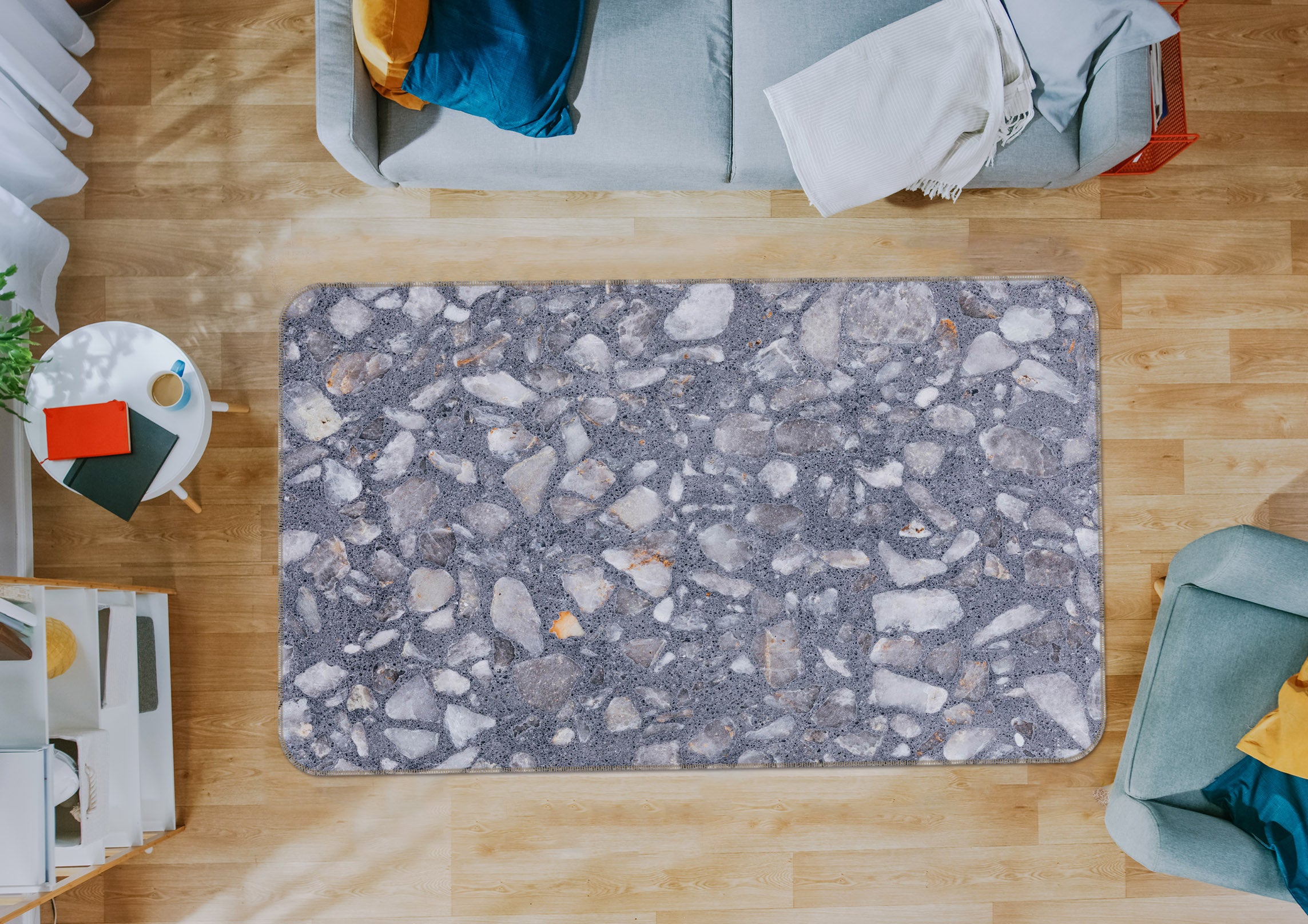 3D Stone Broken Pattern 27141 Non Slip Rug Mat
