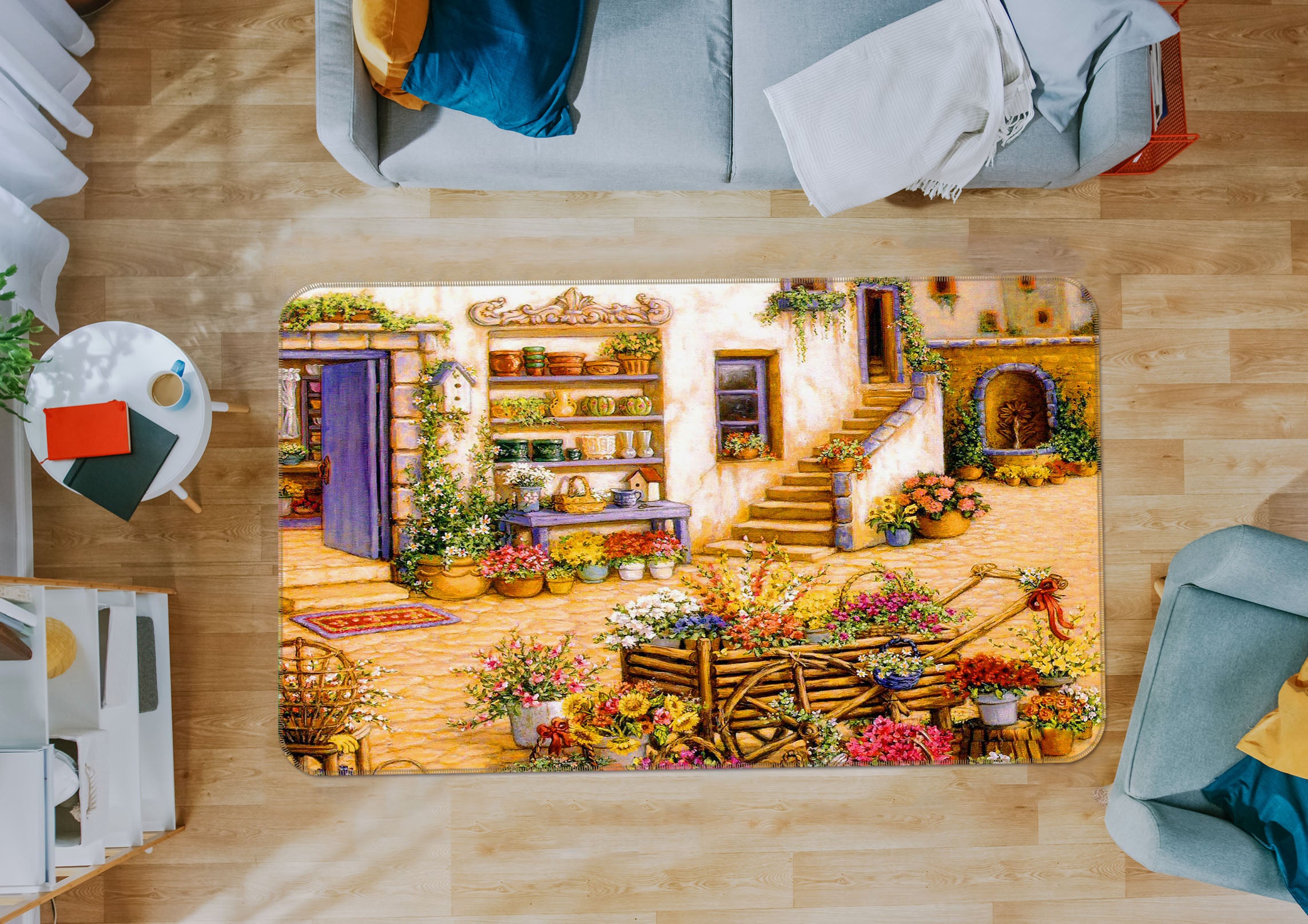 3D Flower Pot 33168 Non Slip Rug Mat