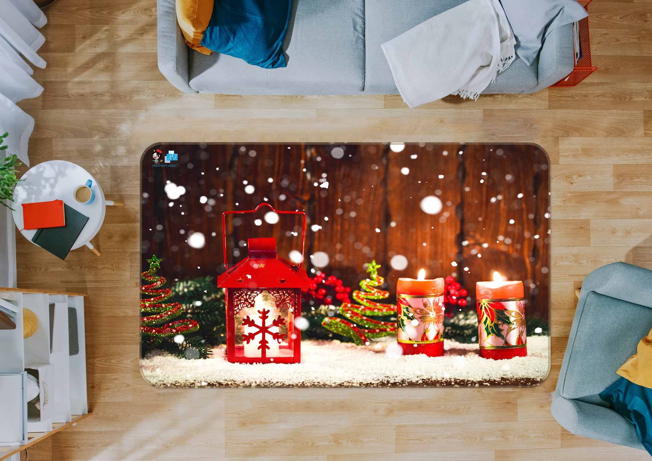 3D Candle 54253 Christmas Non Slip Rug Mat Xmas
