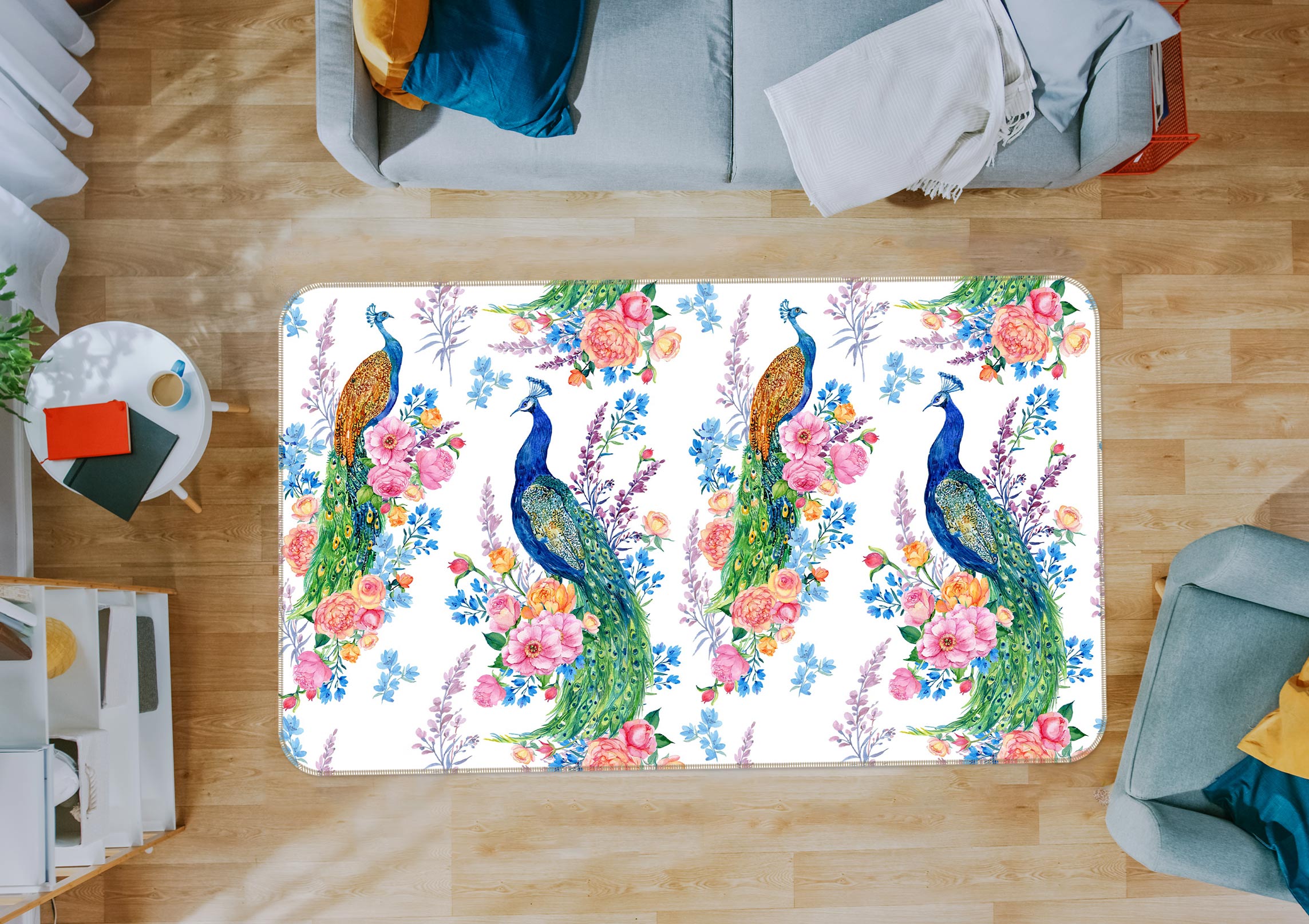 3D Peacock 37058 Non Slip Rug Mat