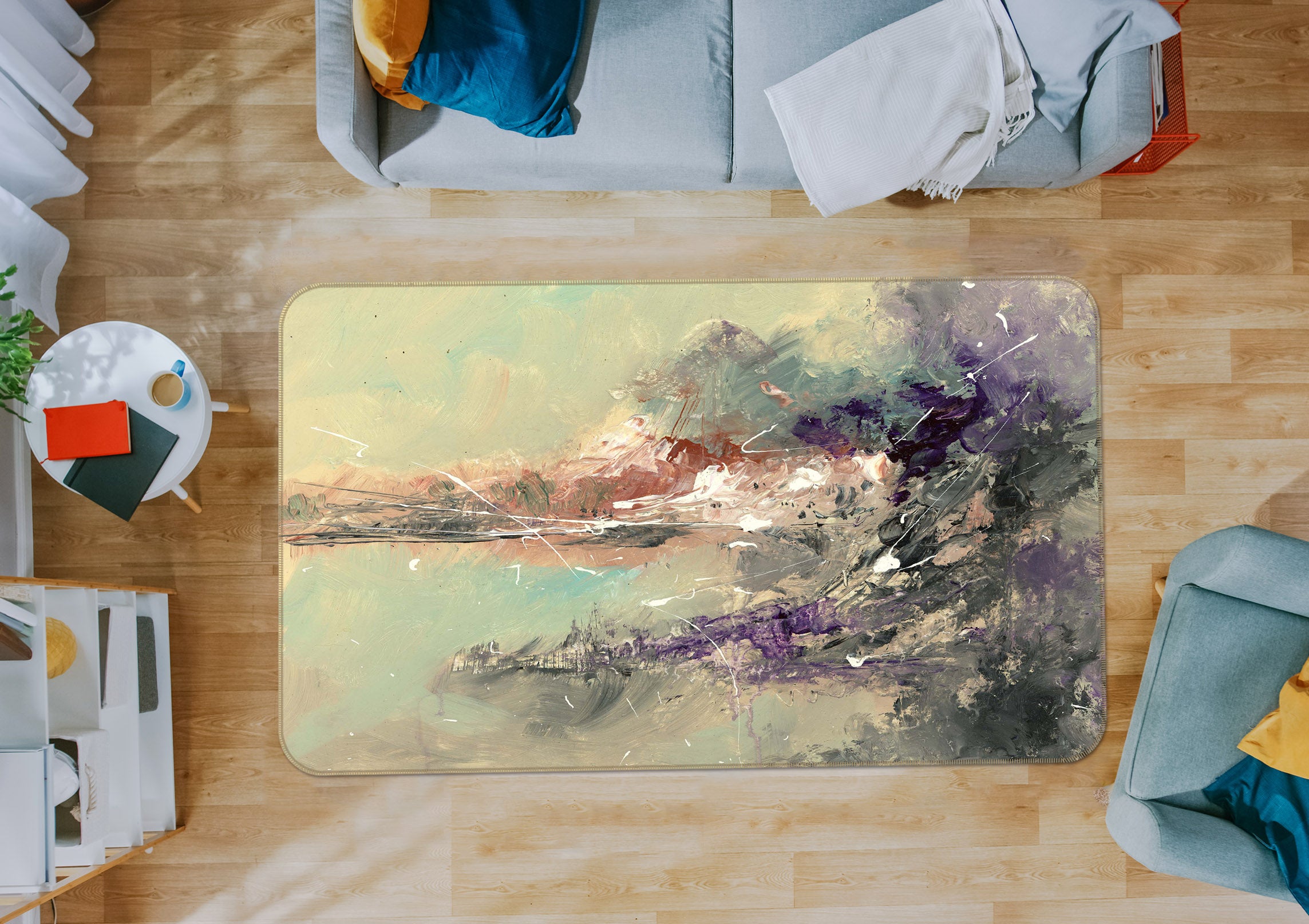 3D Abstract Ink Pattern 84121 Anne Farrall Doyle Rug Non Slip Rug Mat