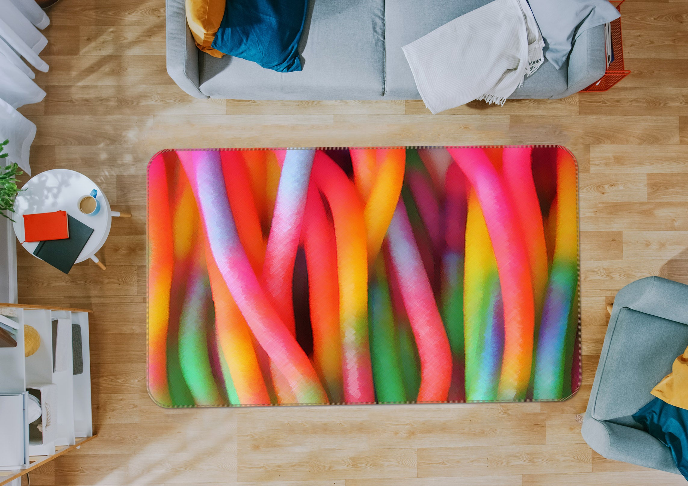 3D Color Bars 70044 Shandra Smith Rug Non Slip Rug Mat