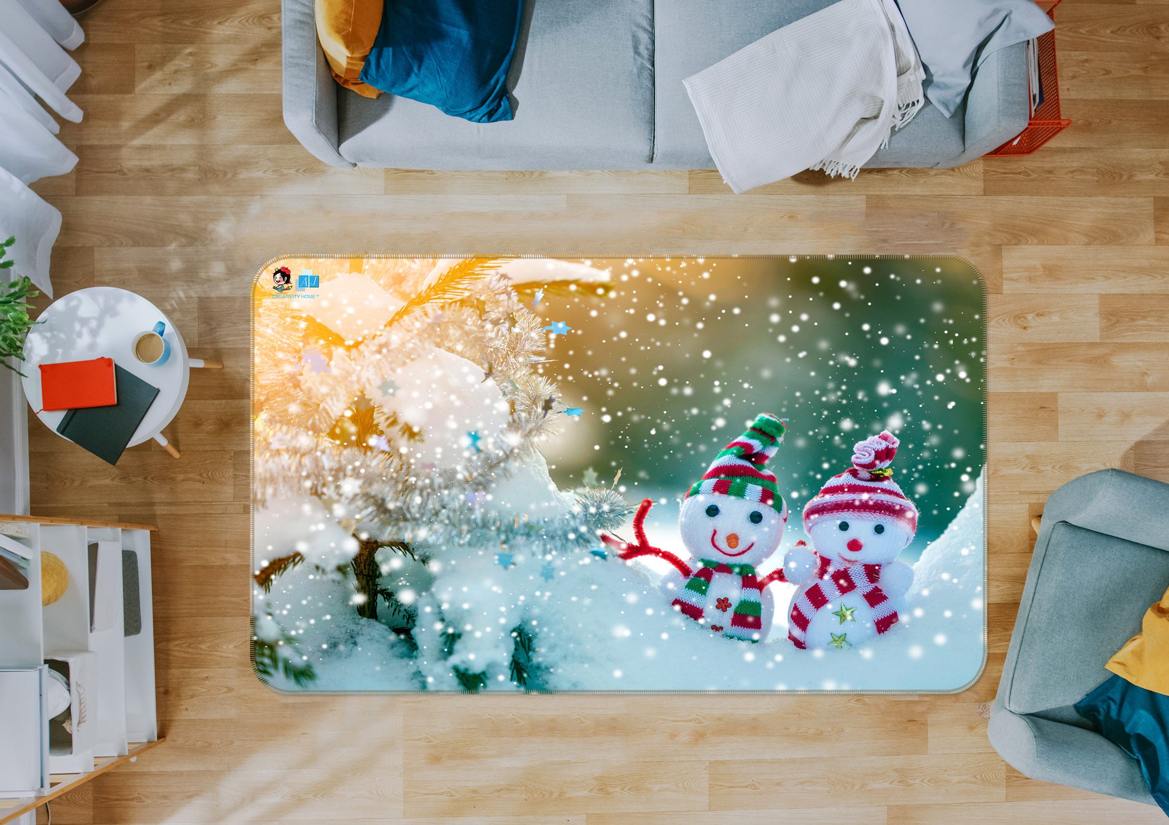 3D Snowman 55007 Christmas Non Slip Rug Mat Xmas