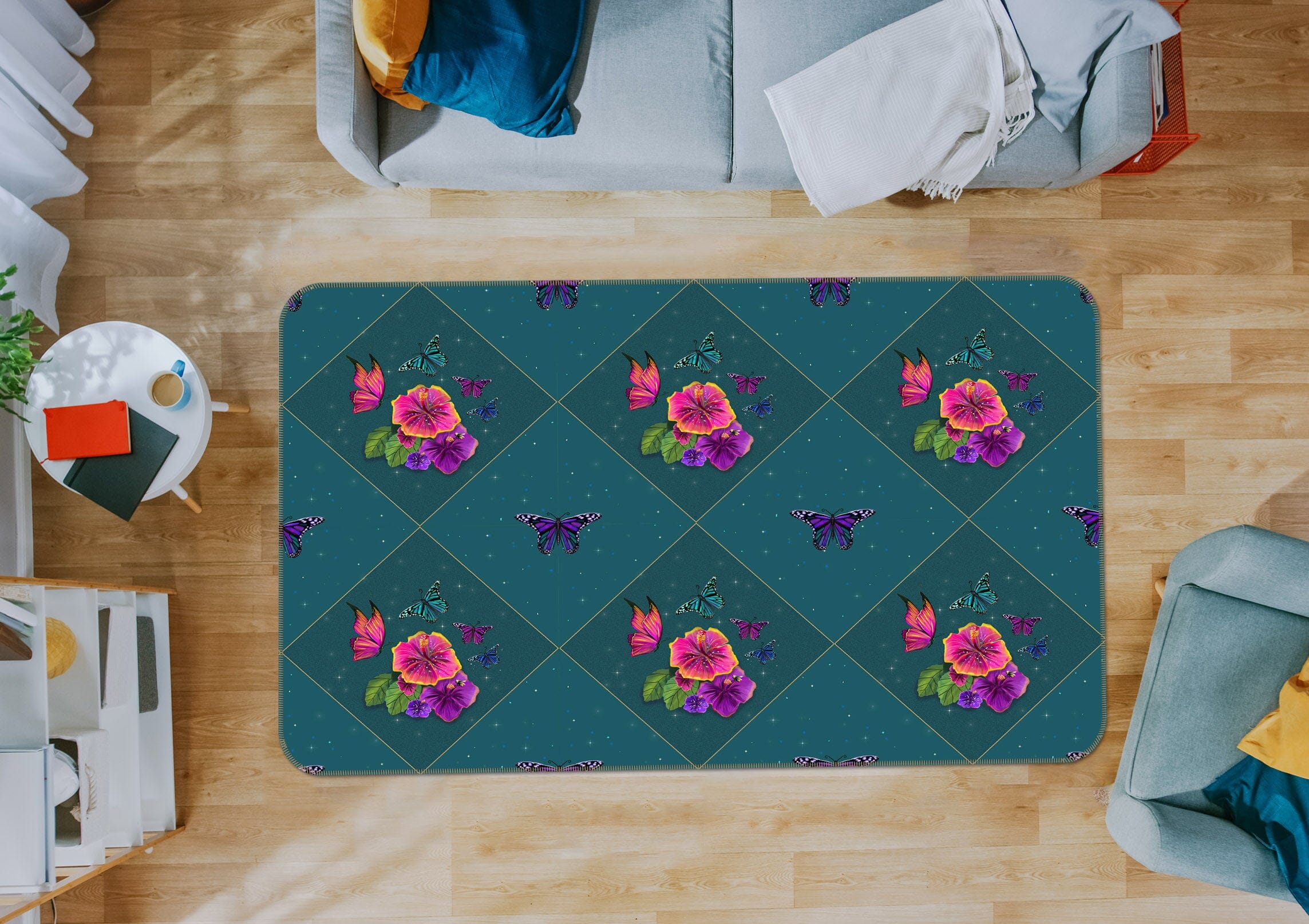 3D Purple Flowers 3023 Rose Catherine Khan Rug Non Slip Rug Mat Mat AJ Creativity Home 