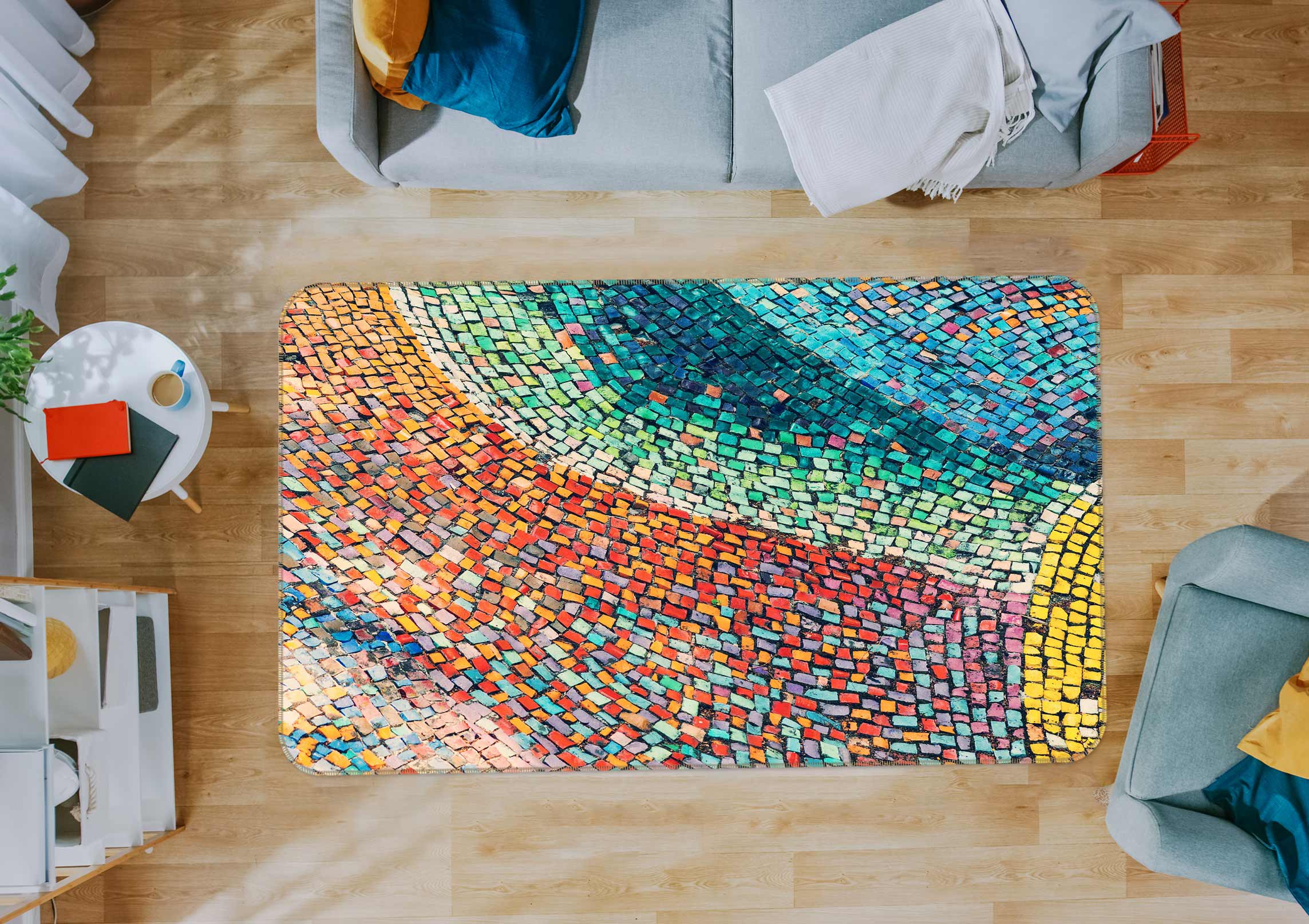 3D Rainbow Pattern 33023 Non Slip Rug Mat