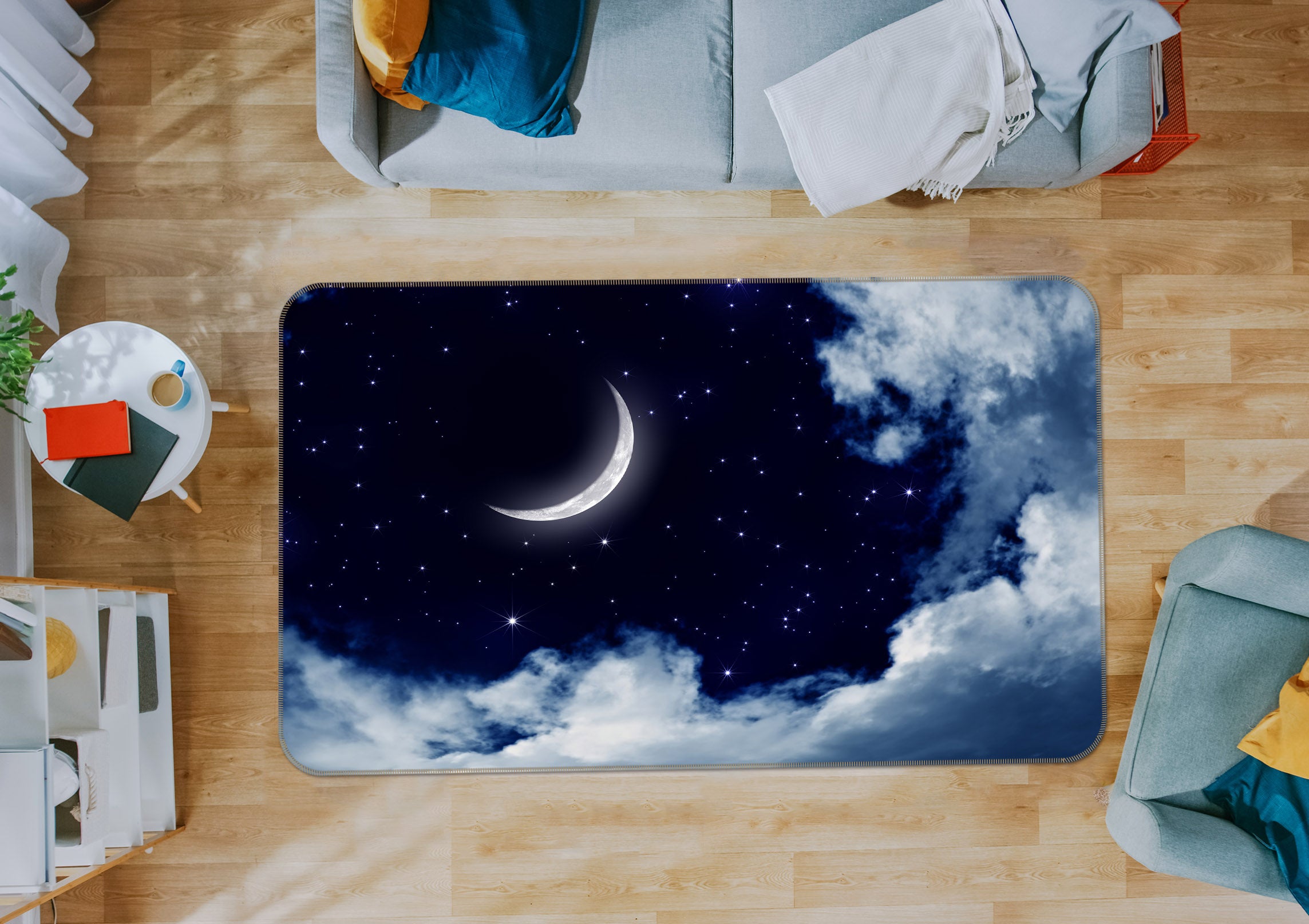 3D Moon Cloud 36055 Non Slip Rug Mat