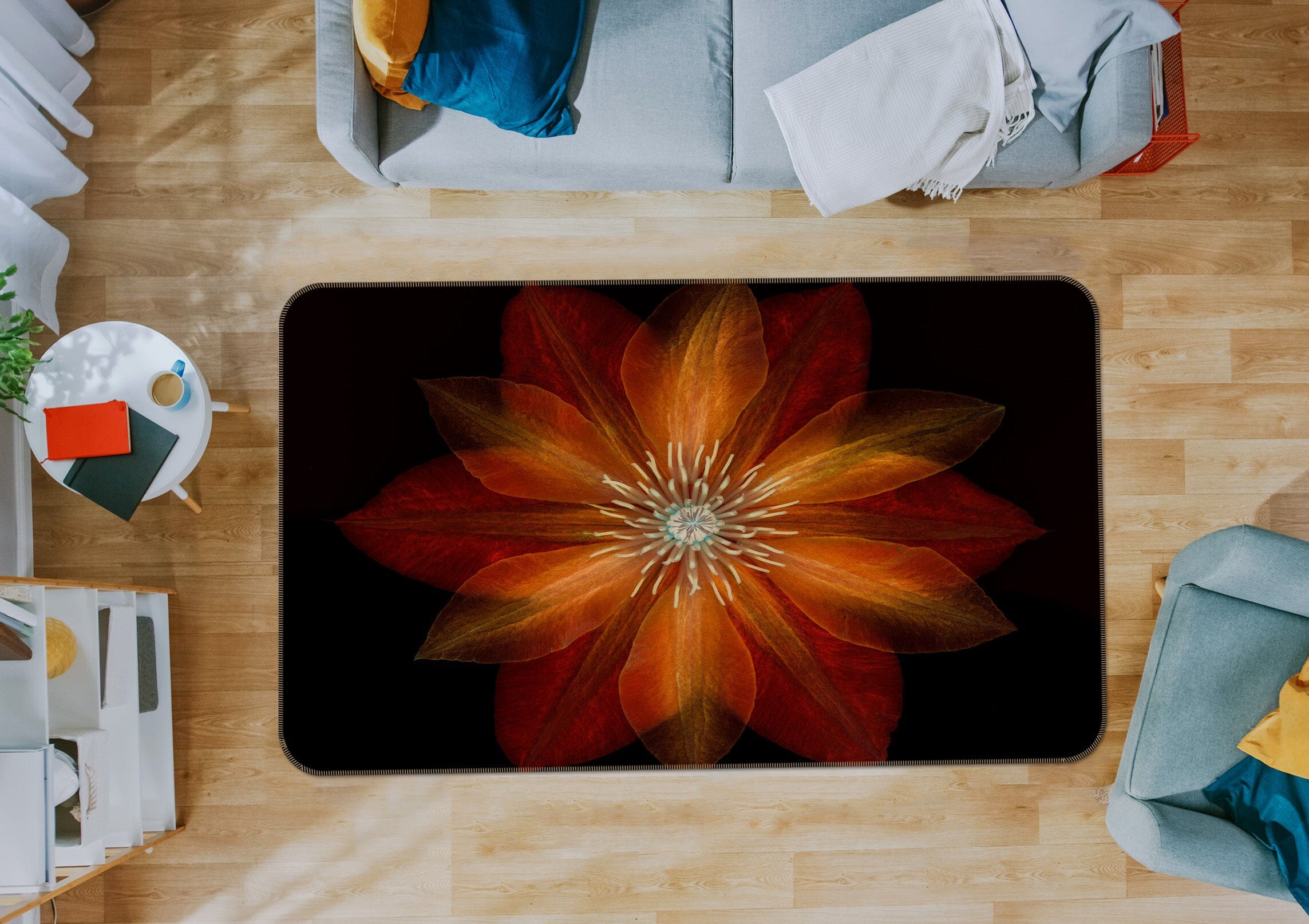 3D Fire Red Flower 1013 Assaf Frank Rug Non Slip Rug Mat Mat AJ Creativity Home 