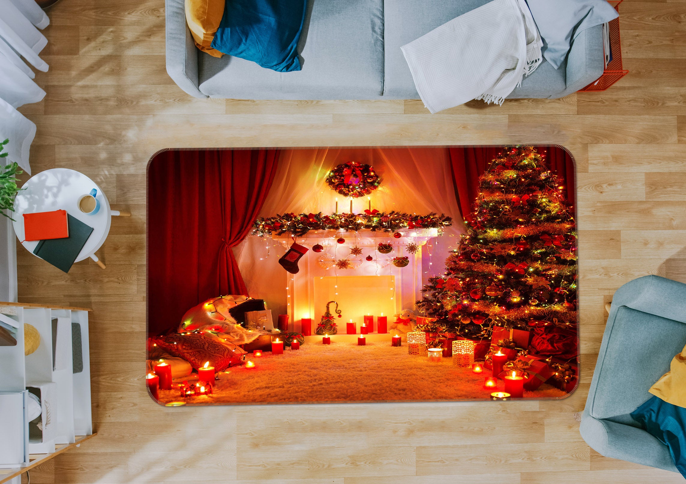 3D Light Candle Tree 65095 Non Slip Rug Mat
